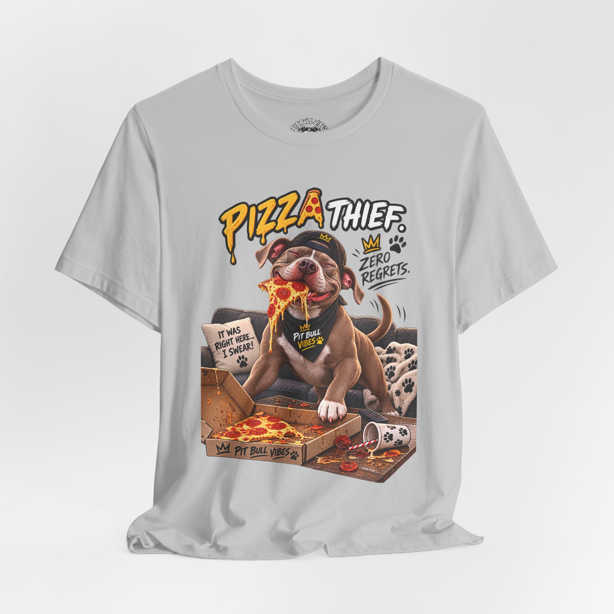 Pizza Thief T‑Shirt — Cute Dog Eating Pizza “Zero Regrets” Graphic Tee - Image 12