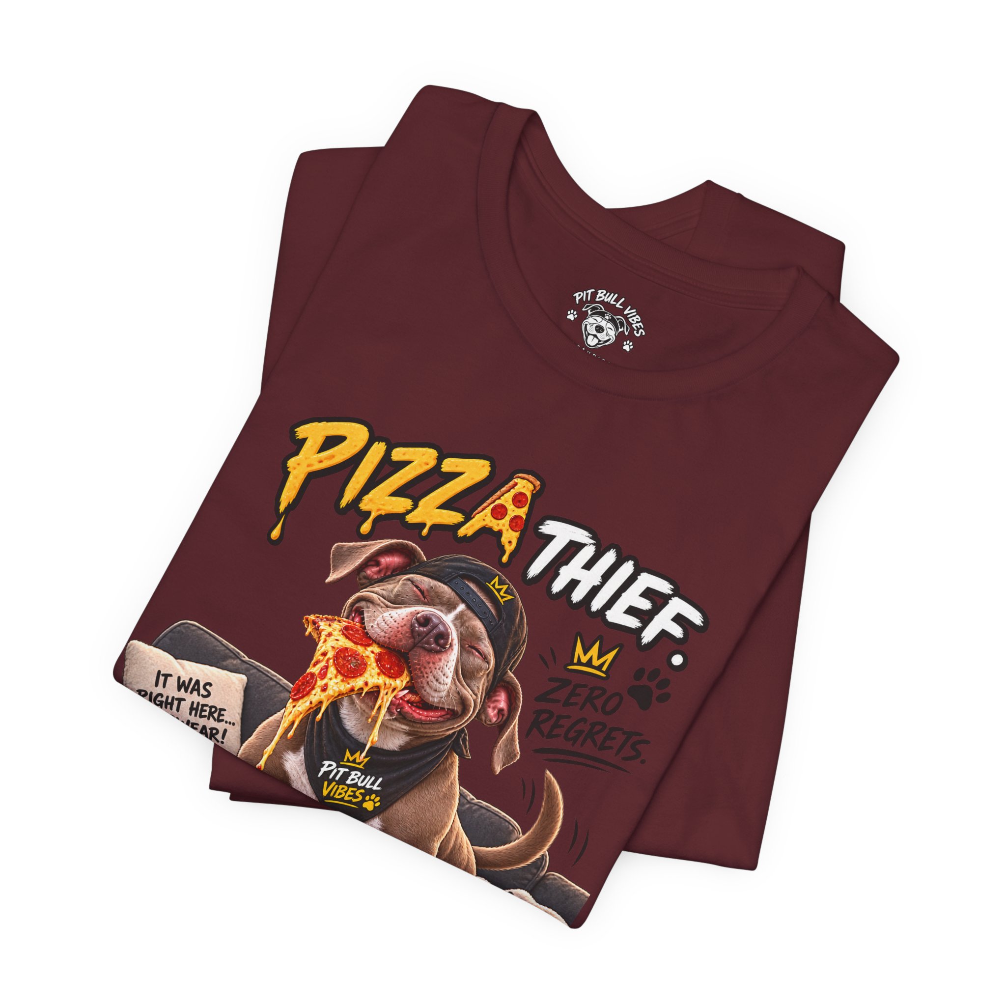 Pizza Thief T‑Shirt — Cute Dog Eating Pizza “Zero Regrets” Graphic Tee - Image 27