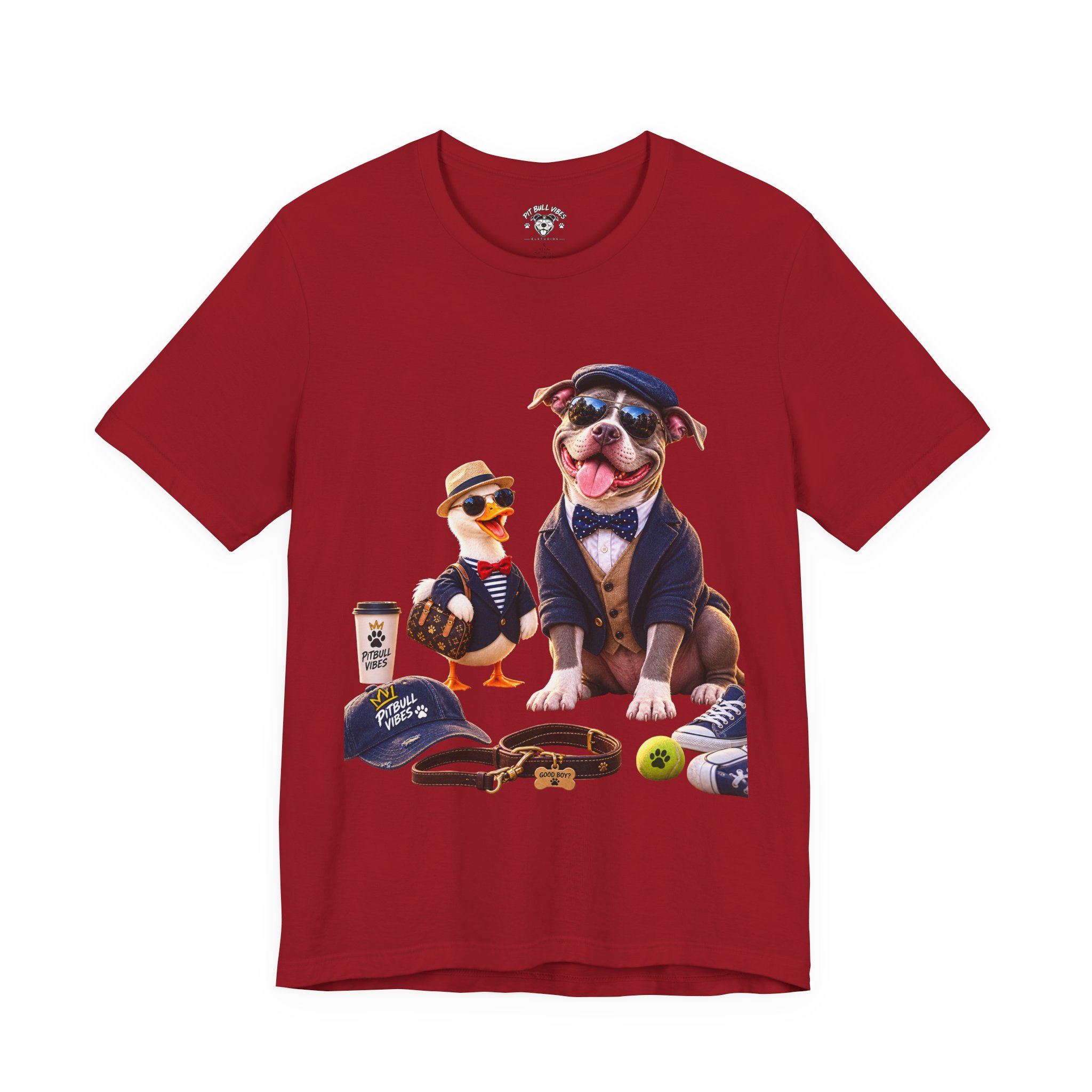 Dog & Duck Dapper Duo T‑Shirt — Funny Pet Portrait Tee - Image 2