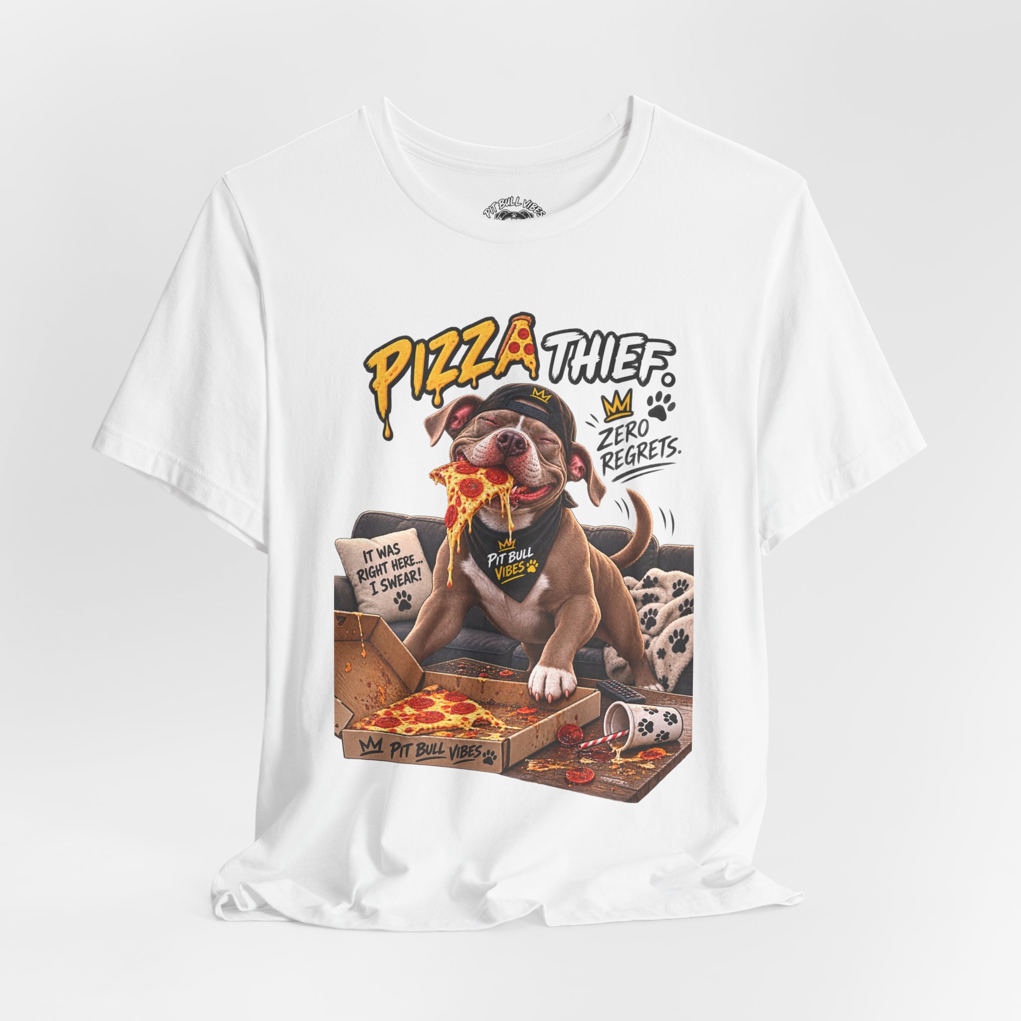 Pizza Thief T‑Shirt — Cute Dog Eating Pizza “Zero Regrets” Graphic Tee - Image 8