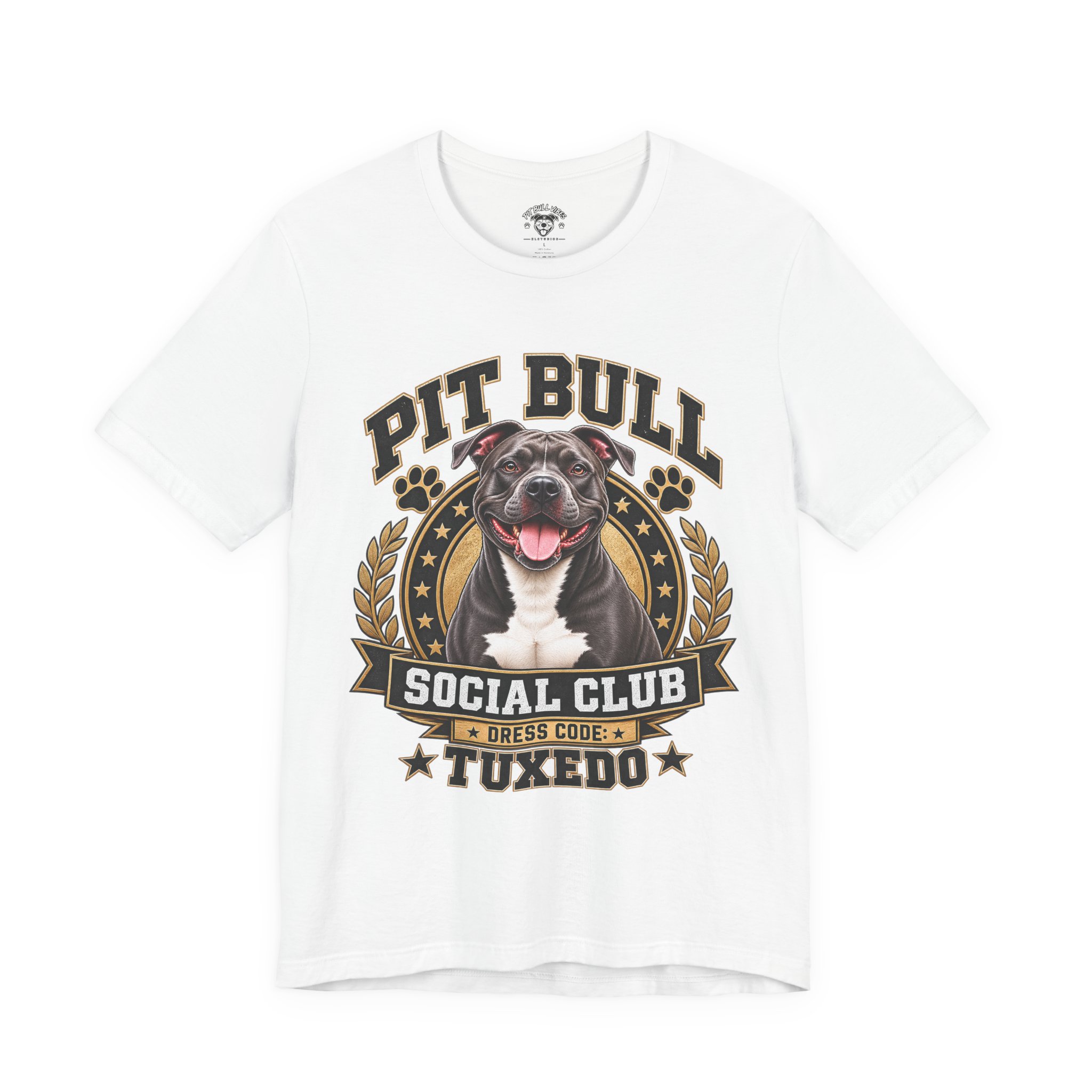 Pit Bull Social Club T-Shirt — Tuxedo Pitbull Graphic Tee