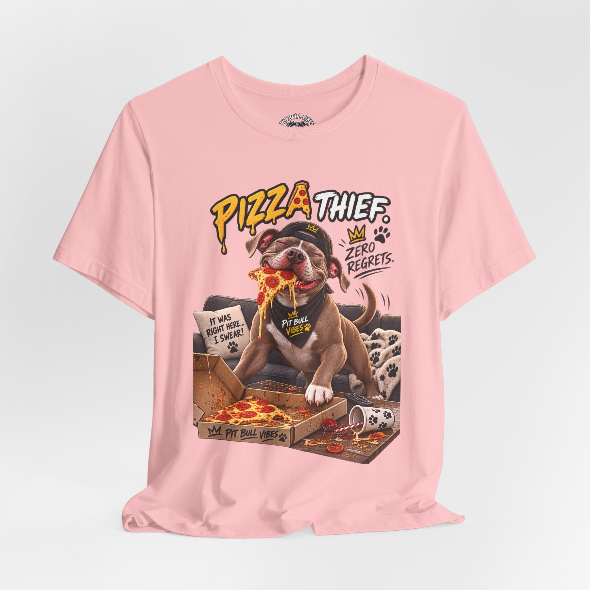 Pizza Thief T‑Shirt — Cute Dog Eating Pizza “Zero Regrets” Graphic Tee - Image 32
