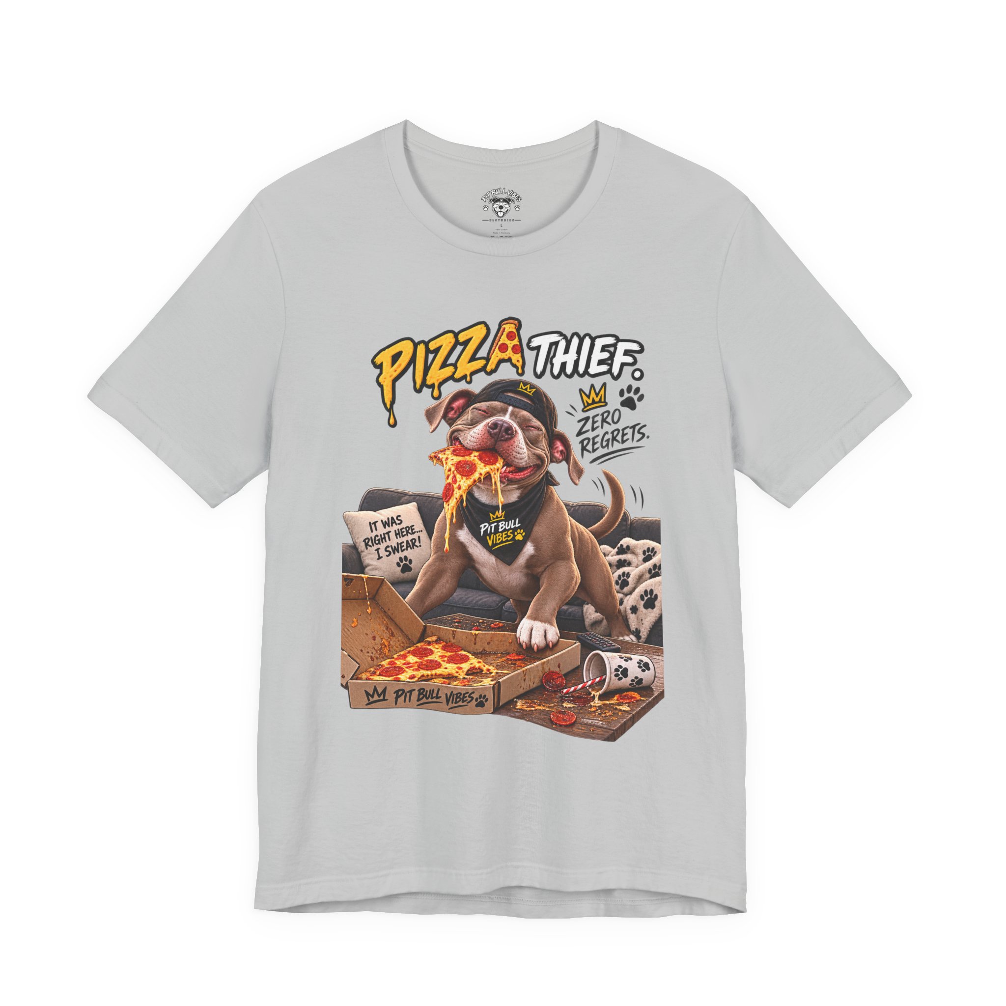 Pizza Thief T‑Shirt — Cute Dog Eating Pizza “Zero Regrets” Graphic Tee - Image 9