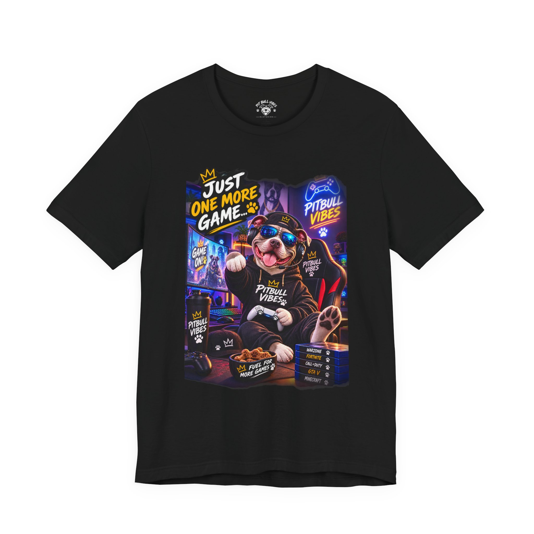 Pitbull Gamer Tee – "Just One More Game" Retro Arcade Dog T-Shirt - Image 2