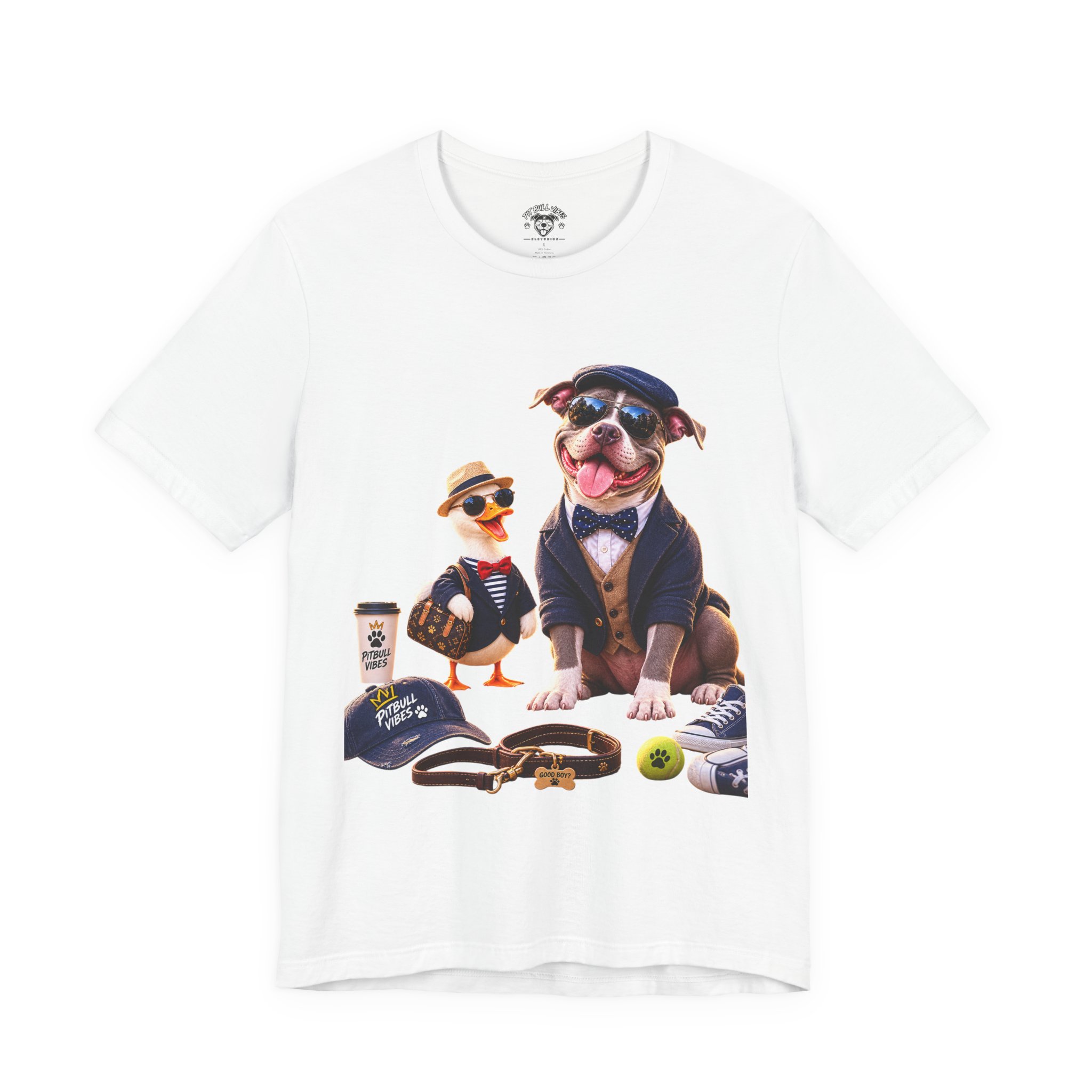 Dog & Duck Dapper Duo T‑Shirt — Funny Pet Portrait Tee - Image 5