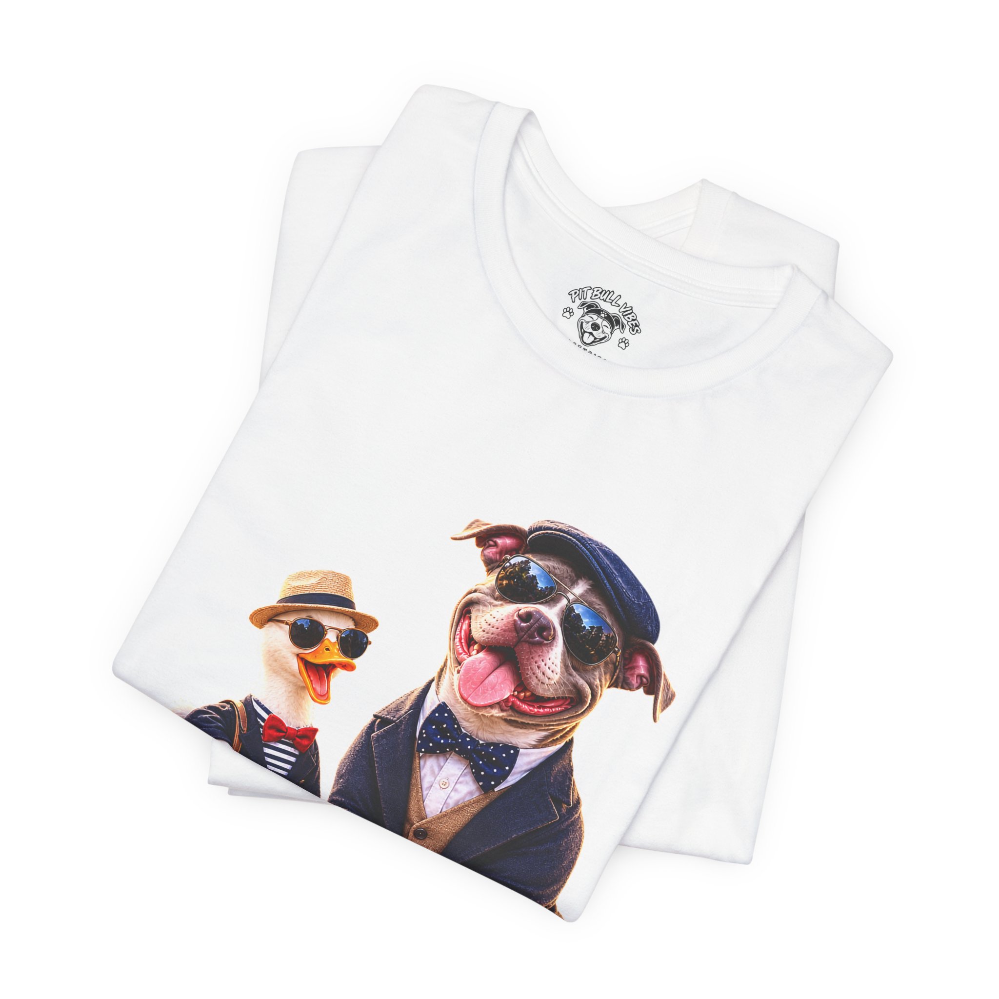 Dog & Duck Dapper Duo T‑Shirt — Funny Pet Portrait Tee - Image 7