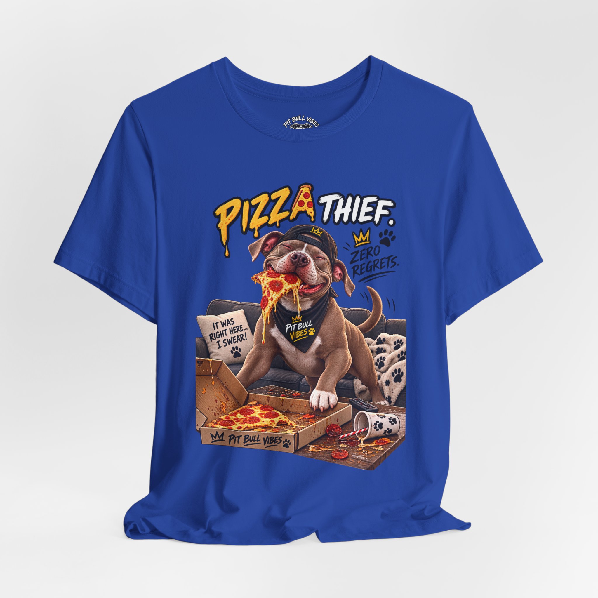 Pizza Thief T‑Shirt — Cute Dog Eating Pizza “Zero Regrets” Graphic Tee - Image 20