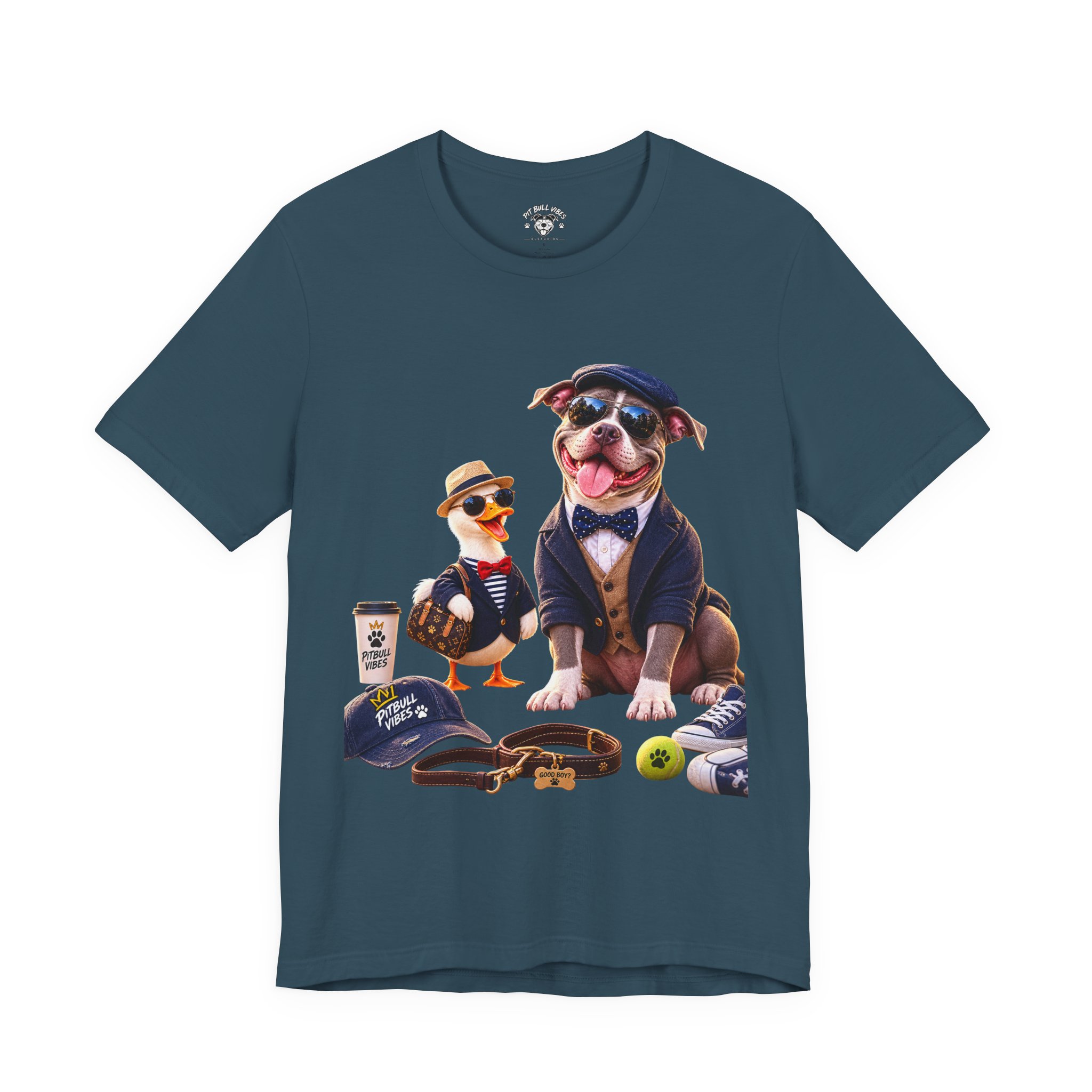 Dog & Duck Dapper Duo T‑Shirt — Funny Pet Portrait Tee - Image 25