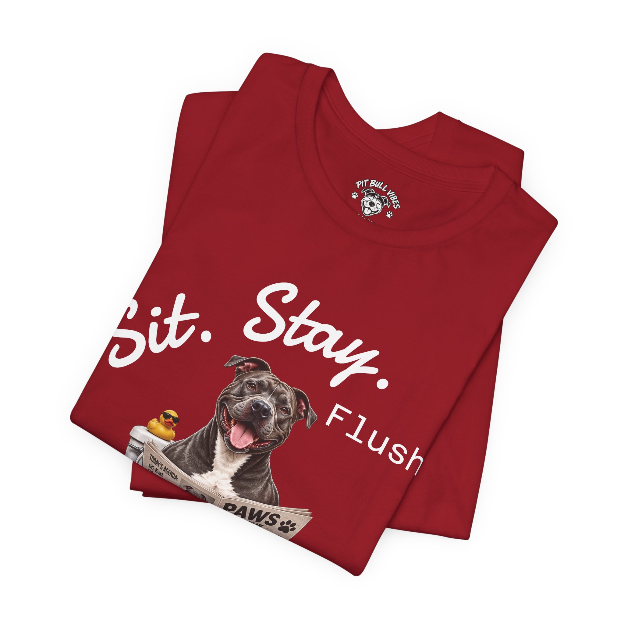 Sit Stay Flush dog on toilet Tee | Funny Paws & Thrones bathroom design - Image 48
