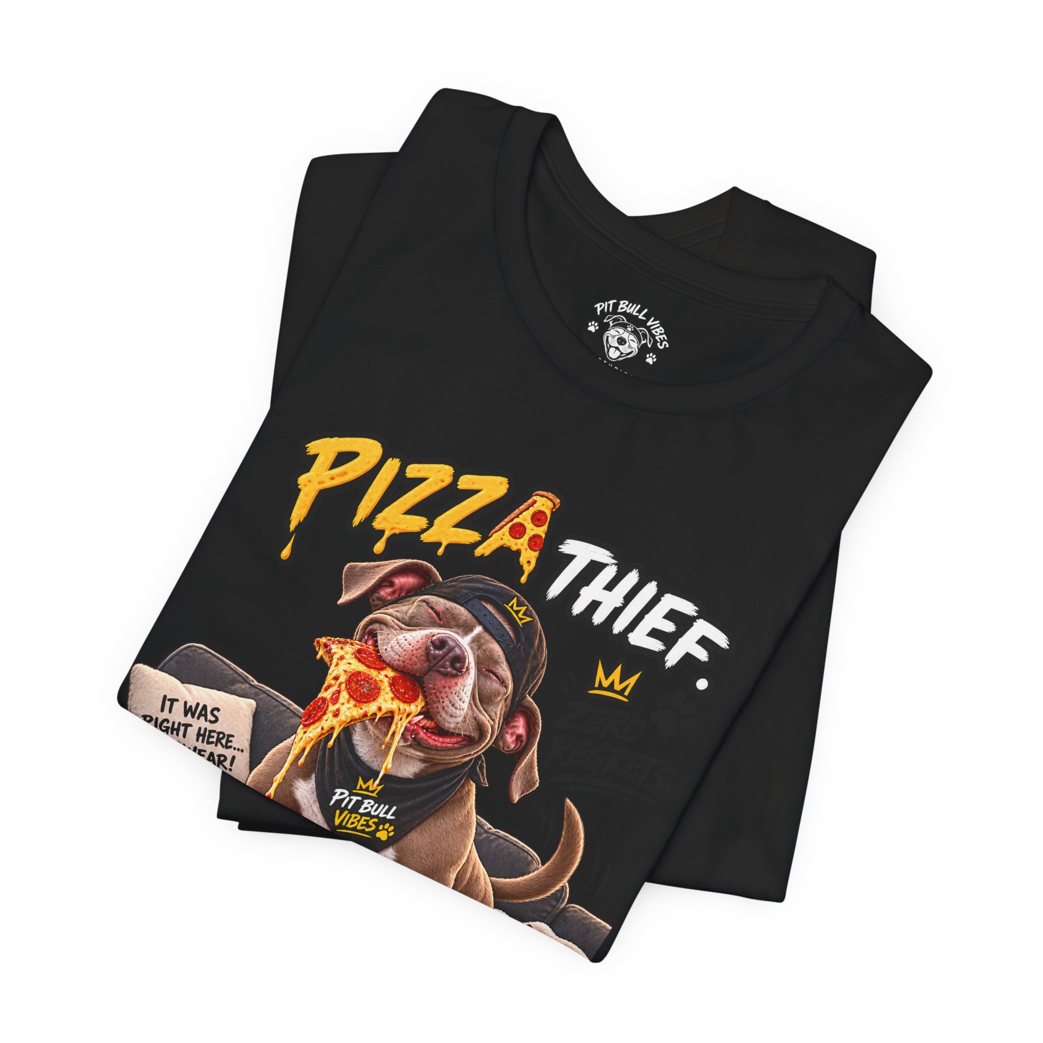 Pizza Thief T‑Shirt — Cute Dog Eating Pizza “Zero Regrets” Graphic Tee - Image 4