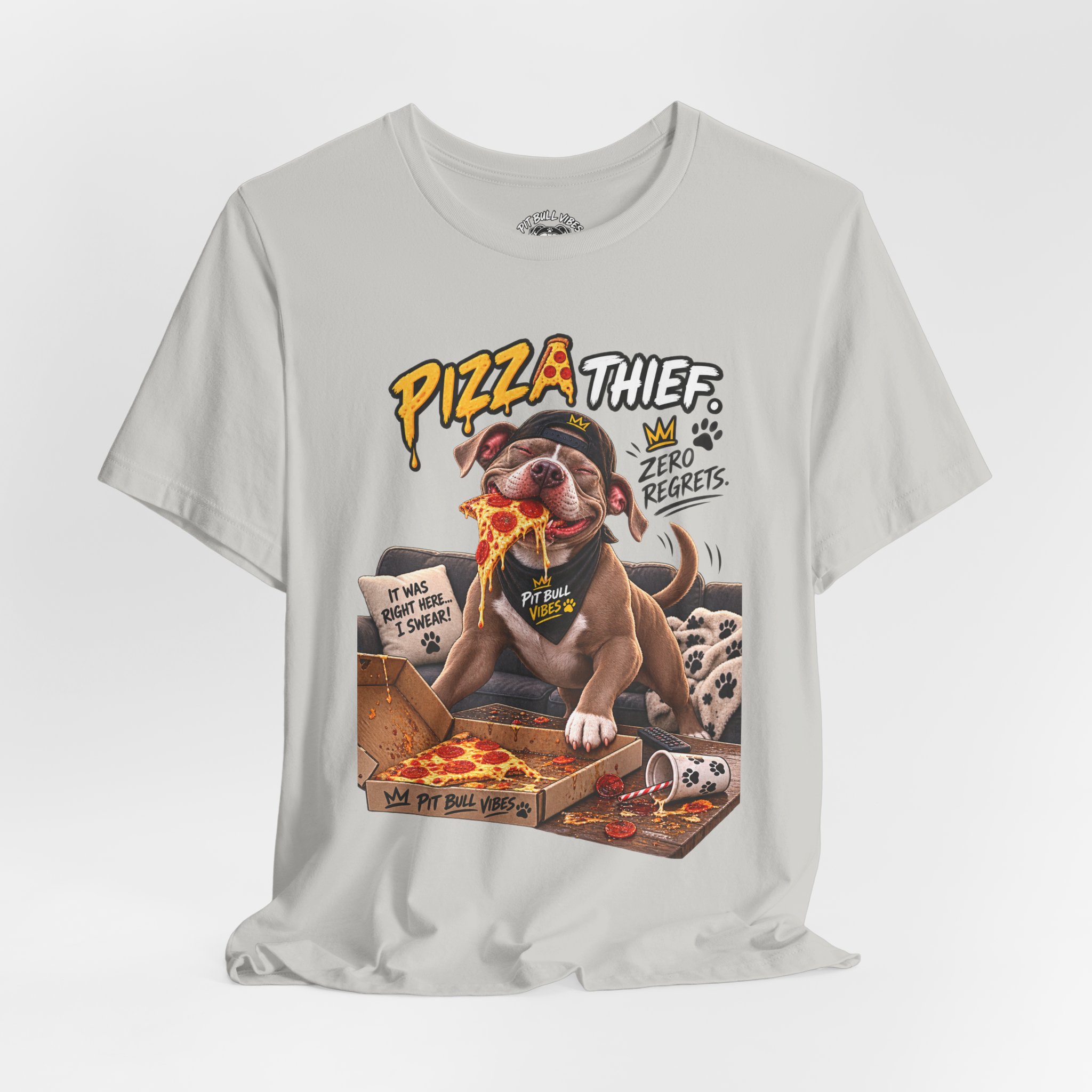 Pizza Thief T‑Shirt — Cute Dog Eating Pizza “Zero Regrets” Graphic Tee - Image 16