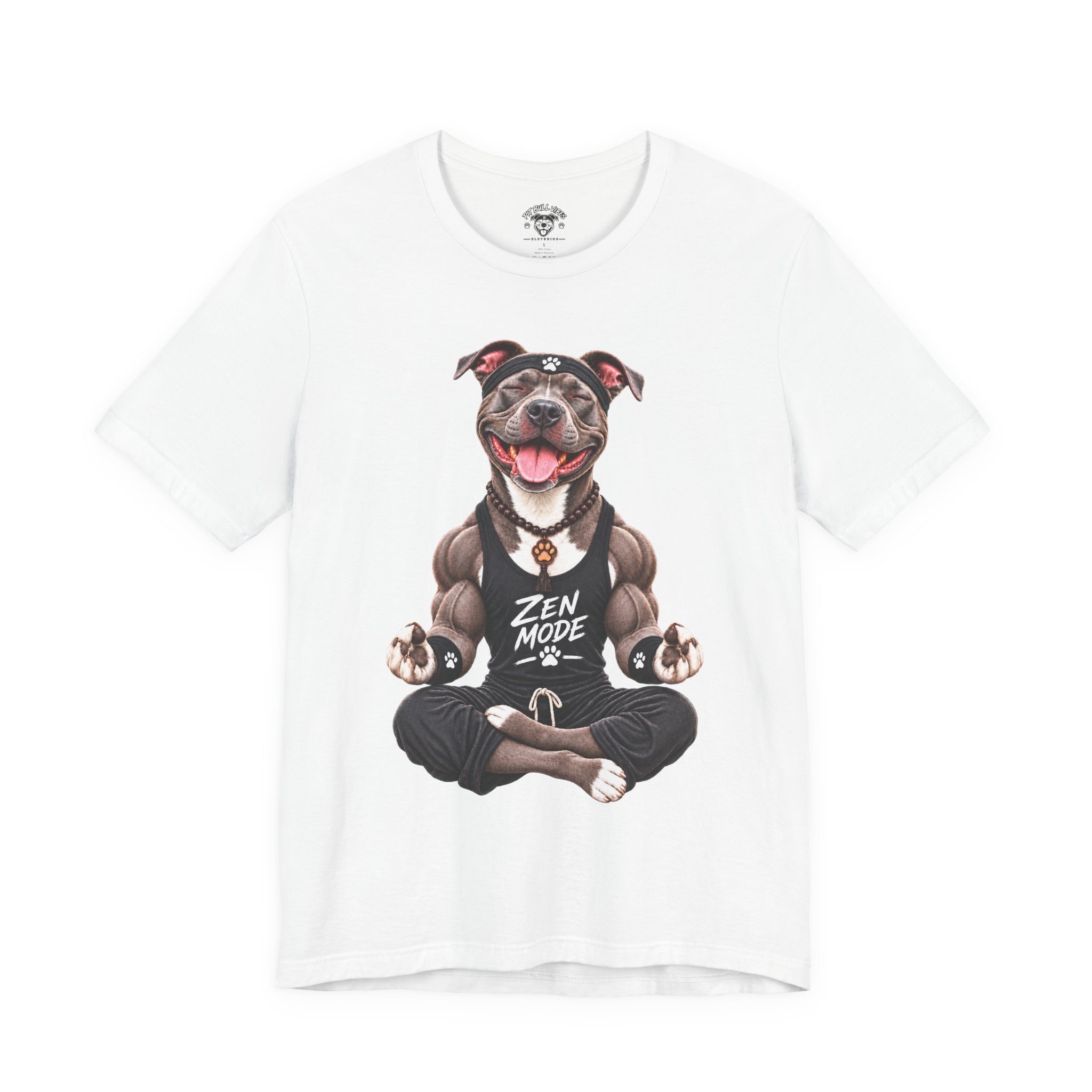 Zen Mode Pit Bull T-Shirt — Cute Meditation Dog Graphic Tee