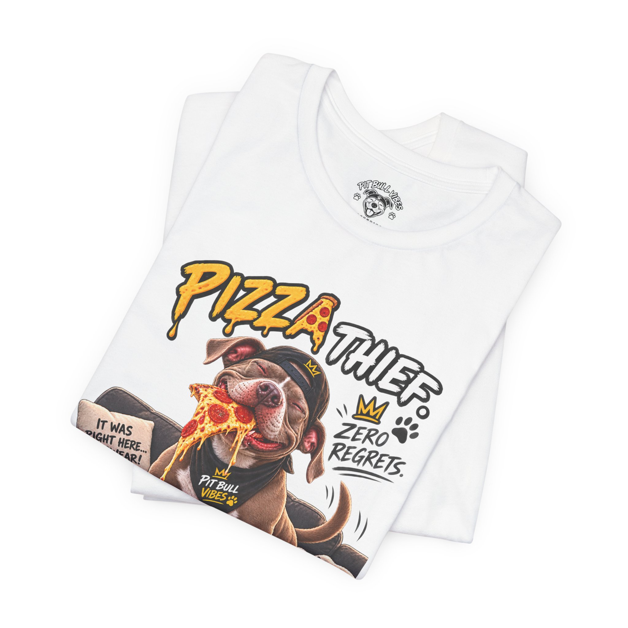 Pizza Thief T‑Shirt — Cute Dog Eating Pizza “Zero Regrets” Graphic Tee - Image 7