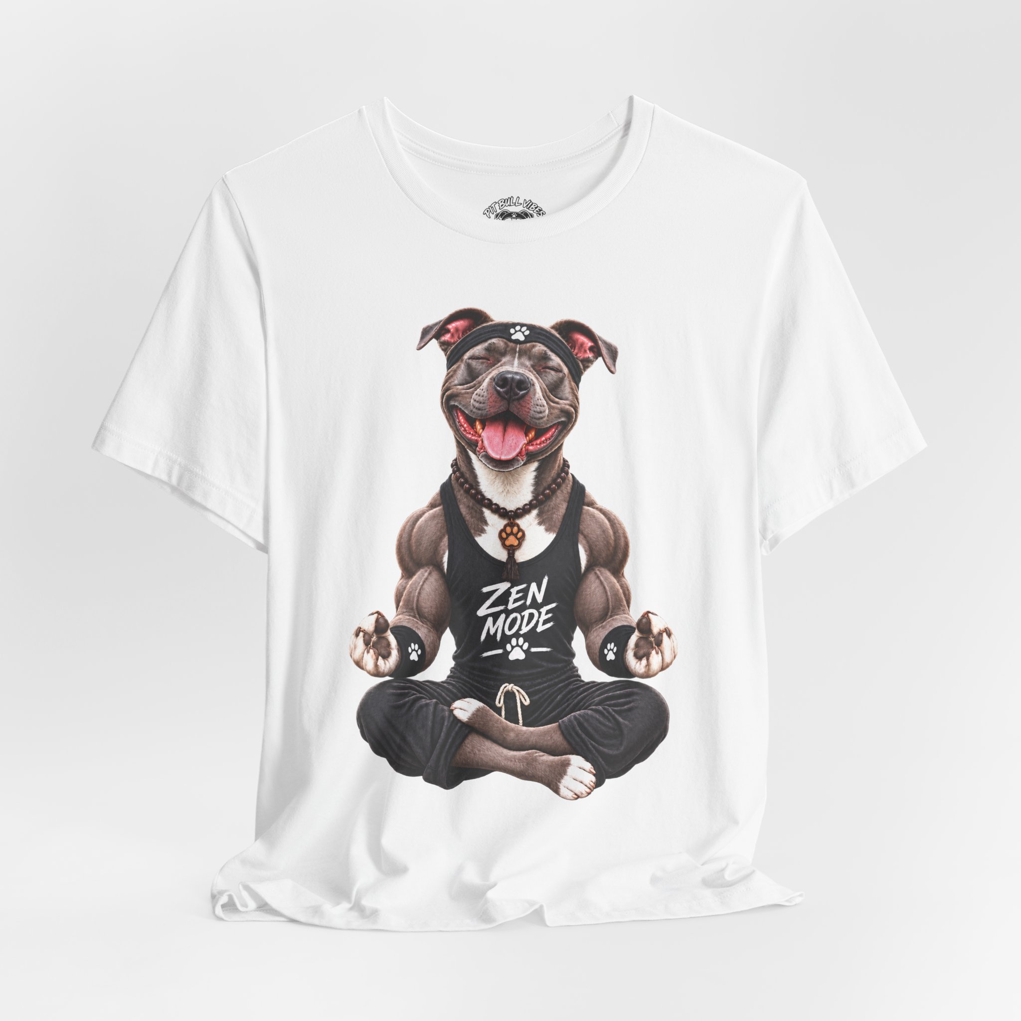 Zen Mode Pit Bull T-Shirt — Cute Meditation Dog Graphic Tee - Image 4