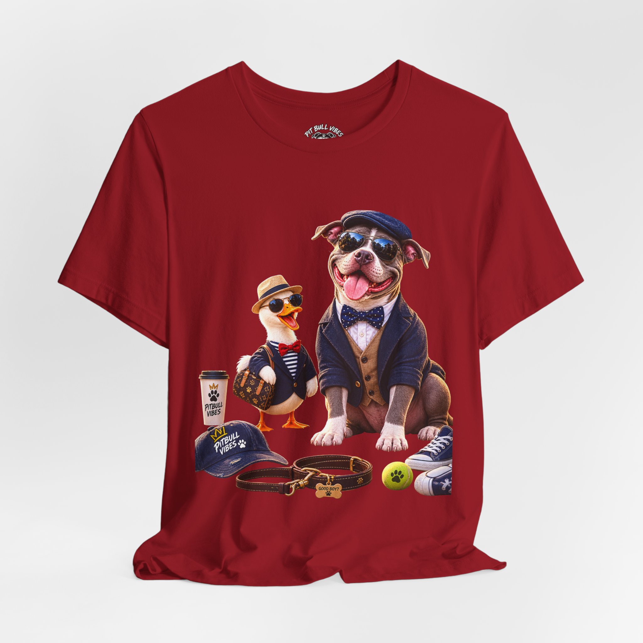 Dog & Duck Dapper Duo T‑Shirt — Funny Pet Portrait Tee