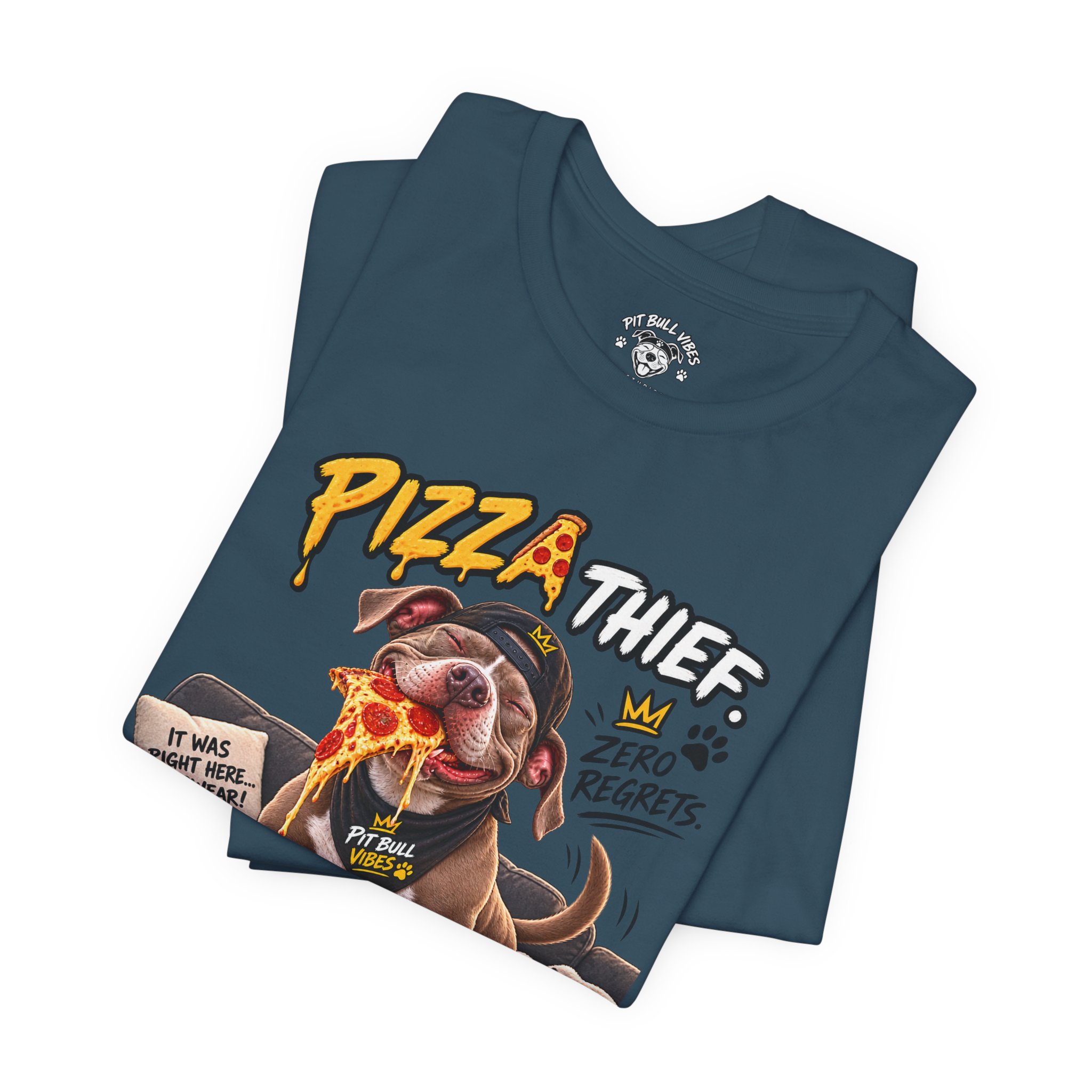 Pizza Thief T‑Shirt — Cute Dog Eating Pizza “Zero Regrets” Graphic Tee - Image 23