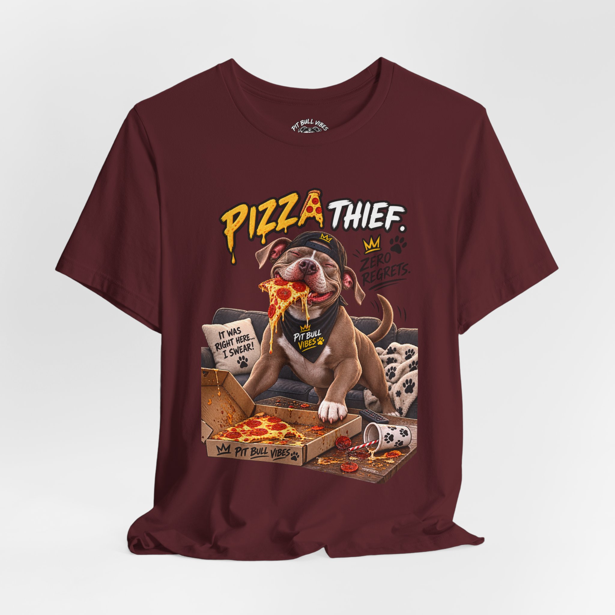 Pizza Thief T‑Shirt — Cute Dog Eating Pizza “Zero Regrets” Graphic Tee - Image 28