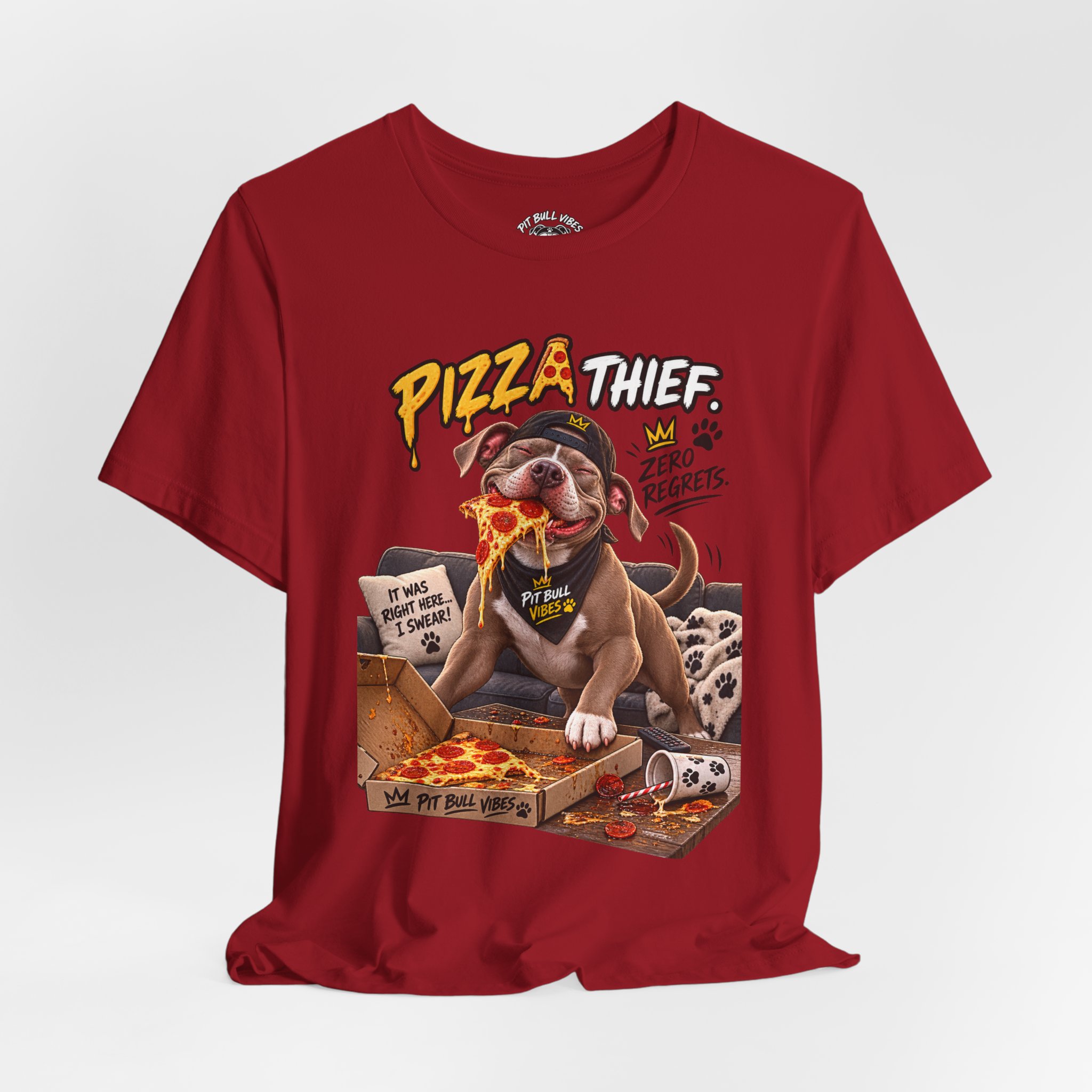 Pizza Thief T‑Shirt — Cute Dog Eating Pizza “Zero Regrets” Graphic Tee - Image 36