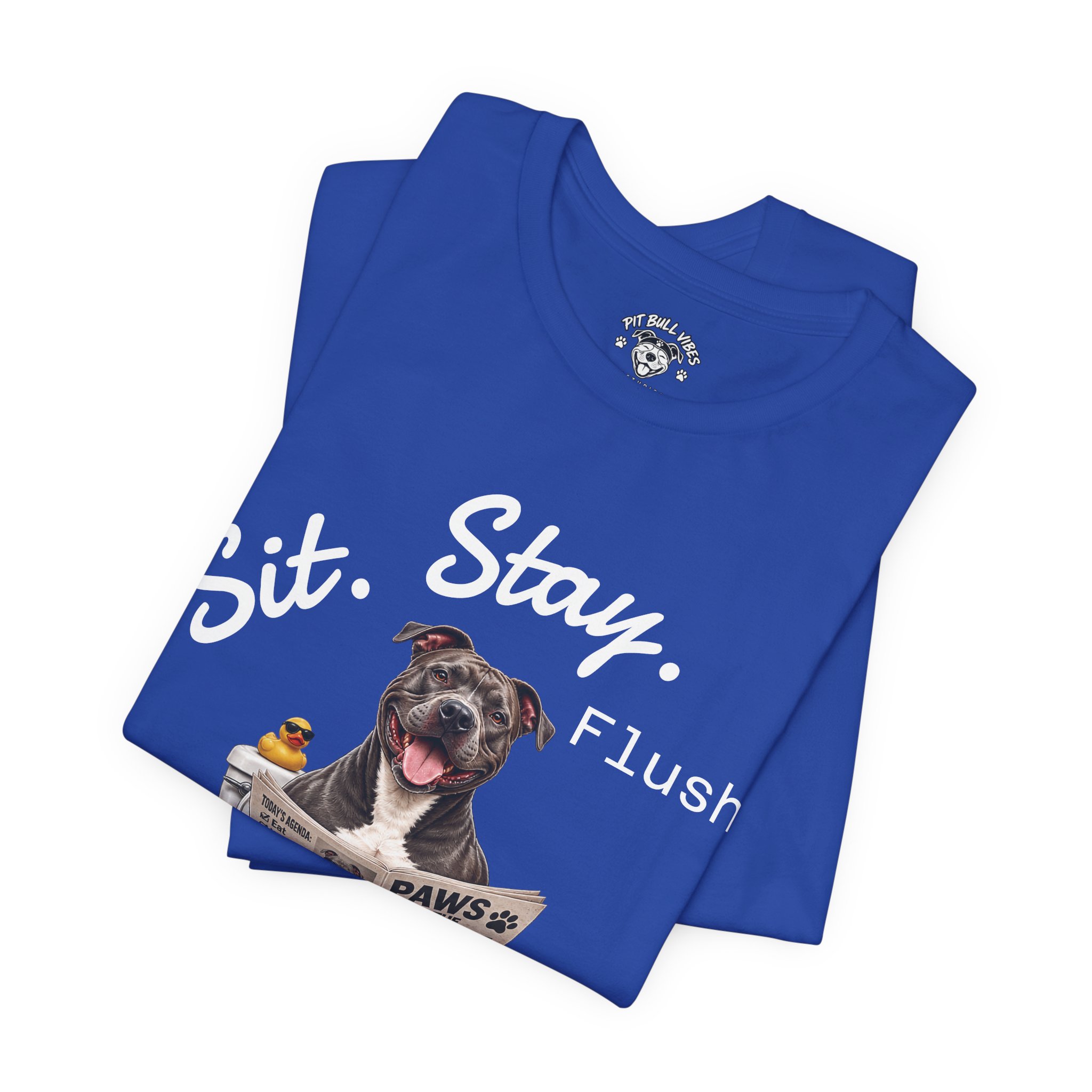Sit Stay Flush dog on toilet Tee | Funny Paws & Thrones bathroom design - Image 40