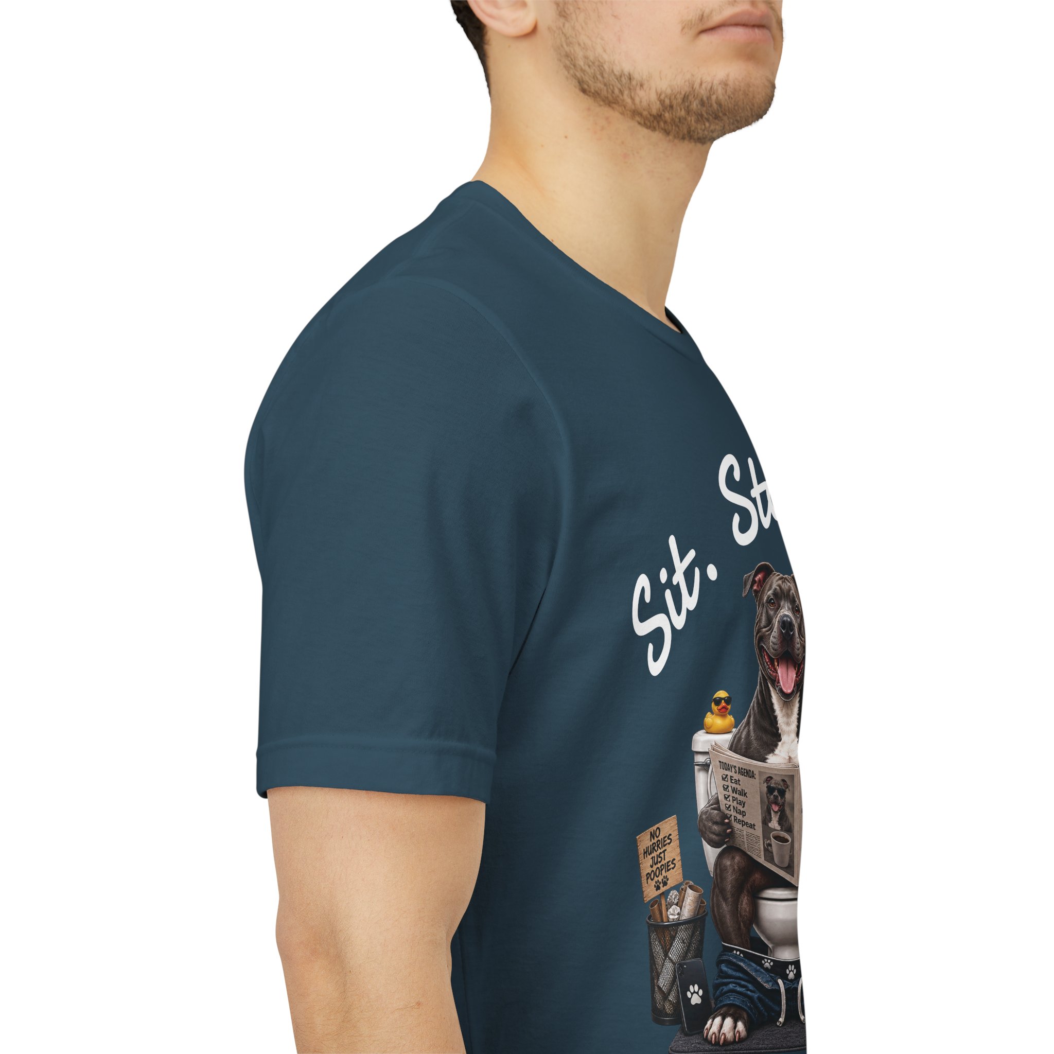 Sit Stay Flush dog on toilet Tee | Funny Paws & Thrones bathroom design - Image 30