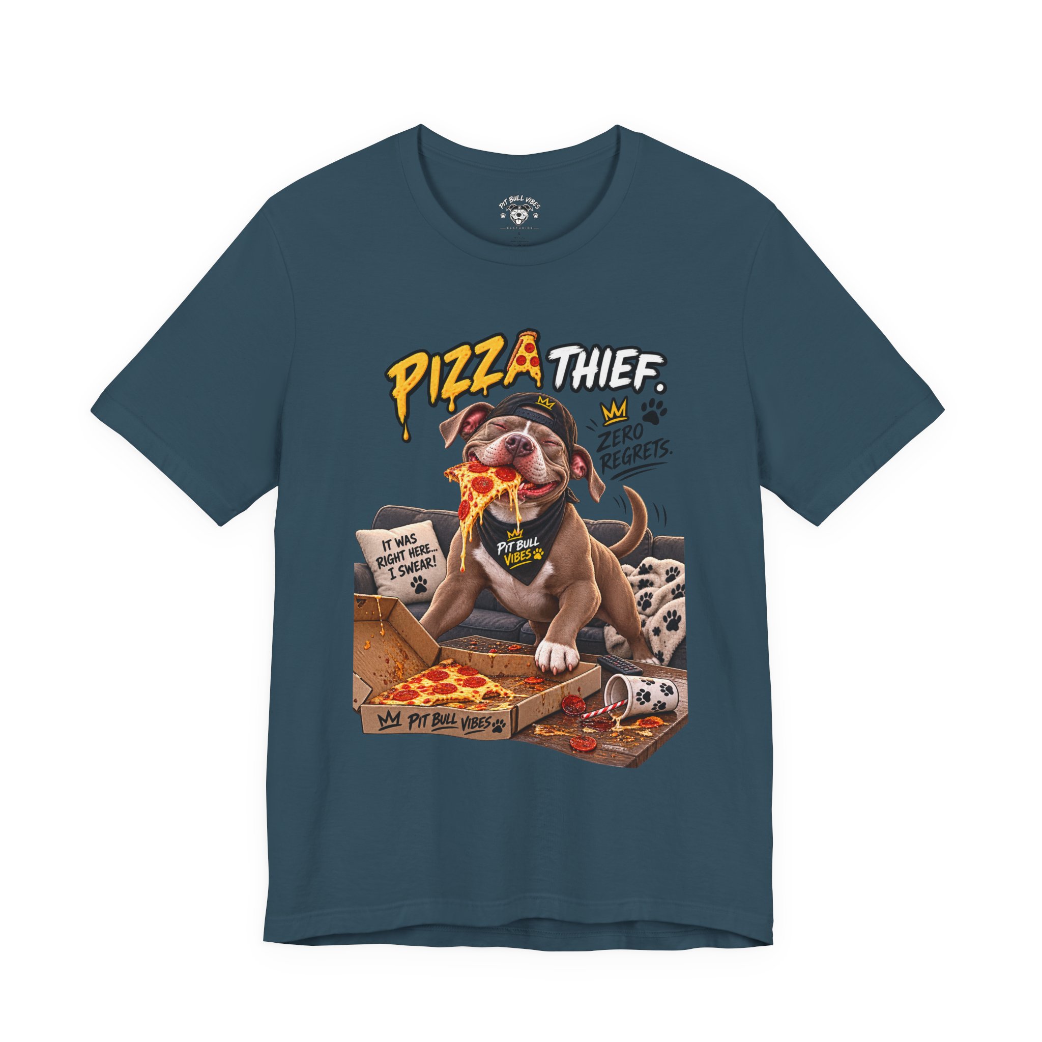 Pizza Thief T‑Shirt — Cute Dog Eating Pizza “Zero Regrets” Graphic Tee - Image 21