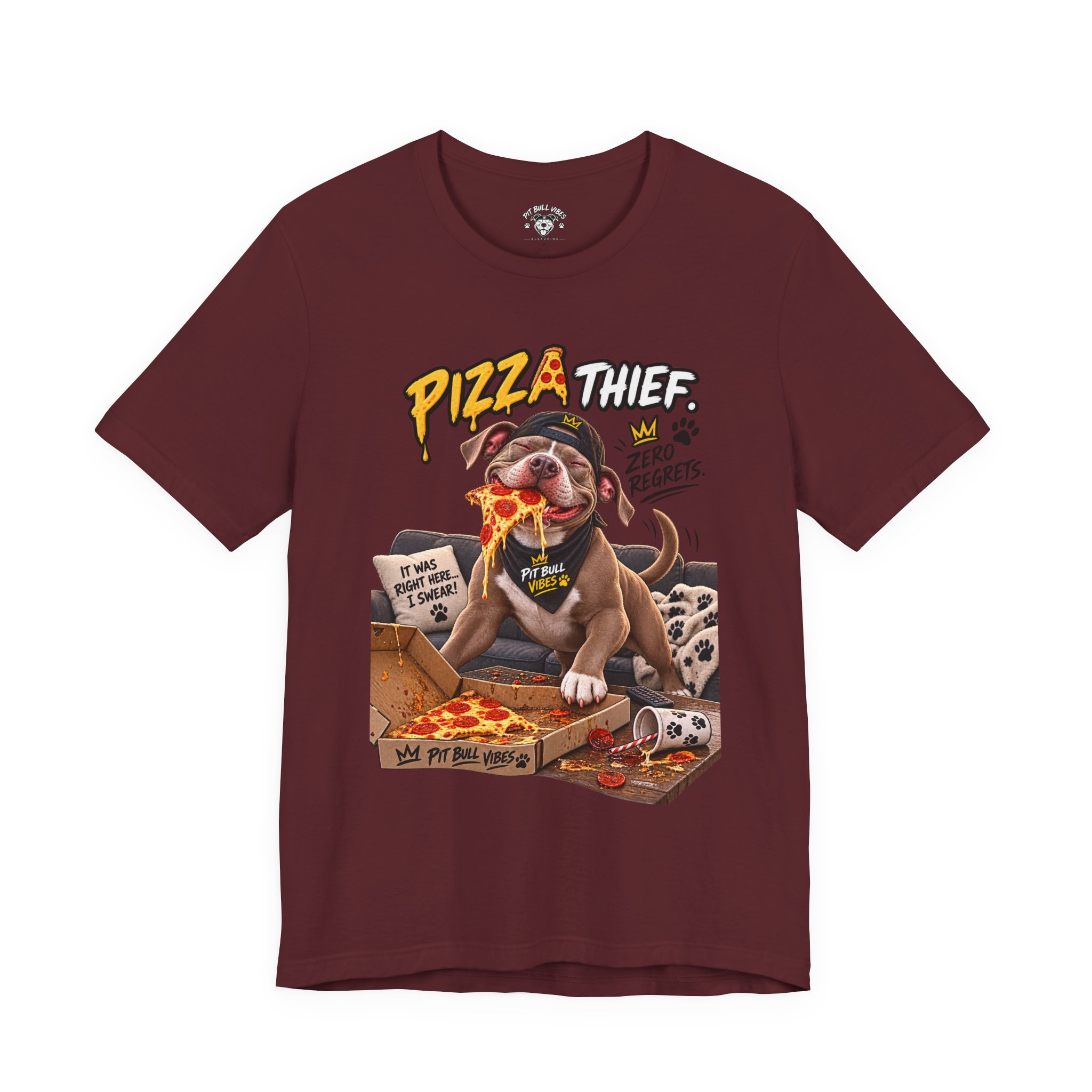 Pizza Thief T‑Shirt — Cute Dog Eating Pizza “Zero Regrets” Graphic Tee - Image 25