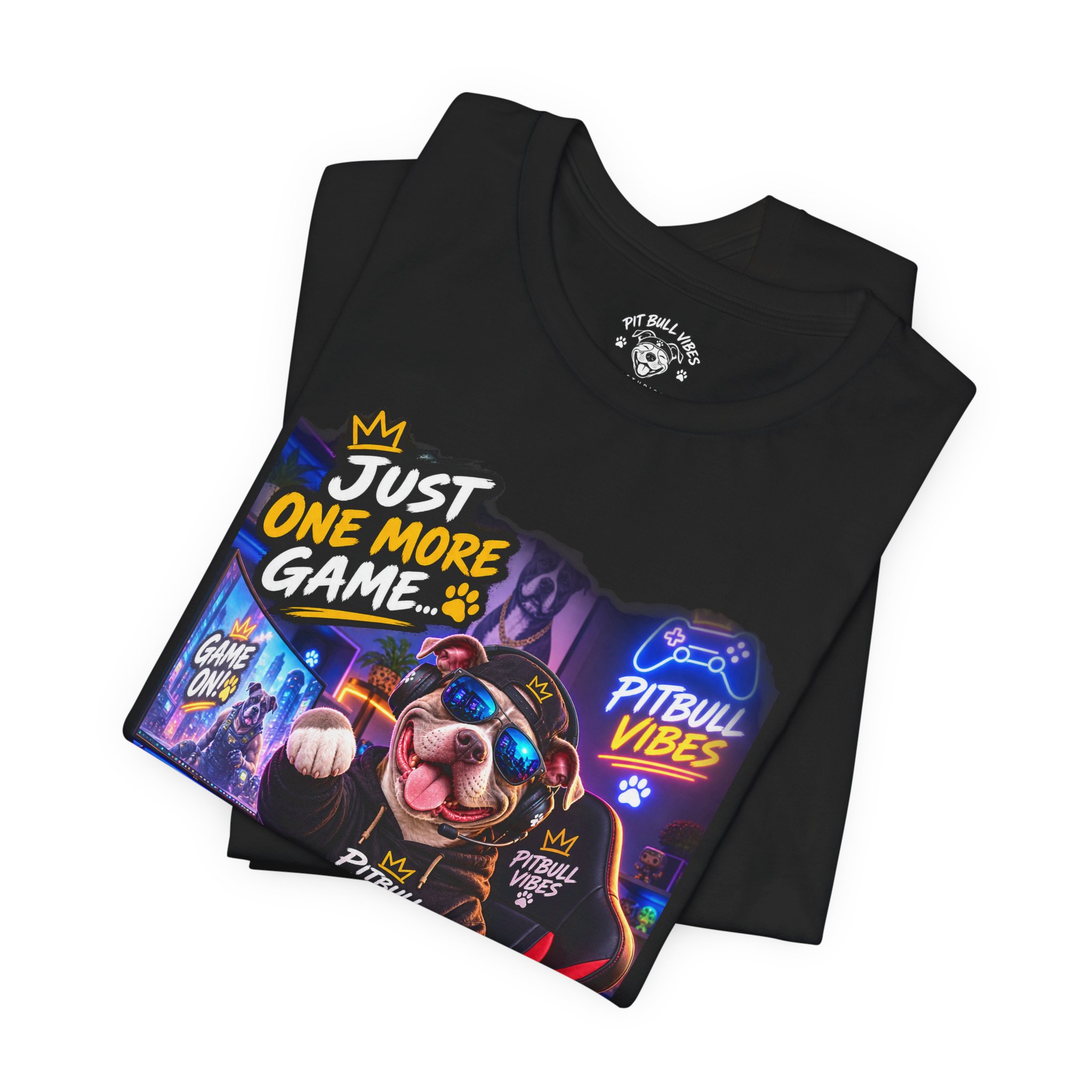 Pitbull Gamer Tee – "Just One More Game" Retro Arcade Dog T-Shirt - Image 4