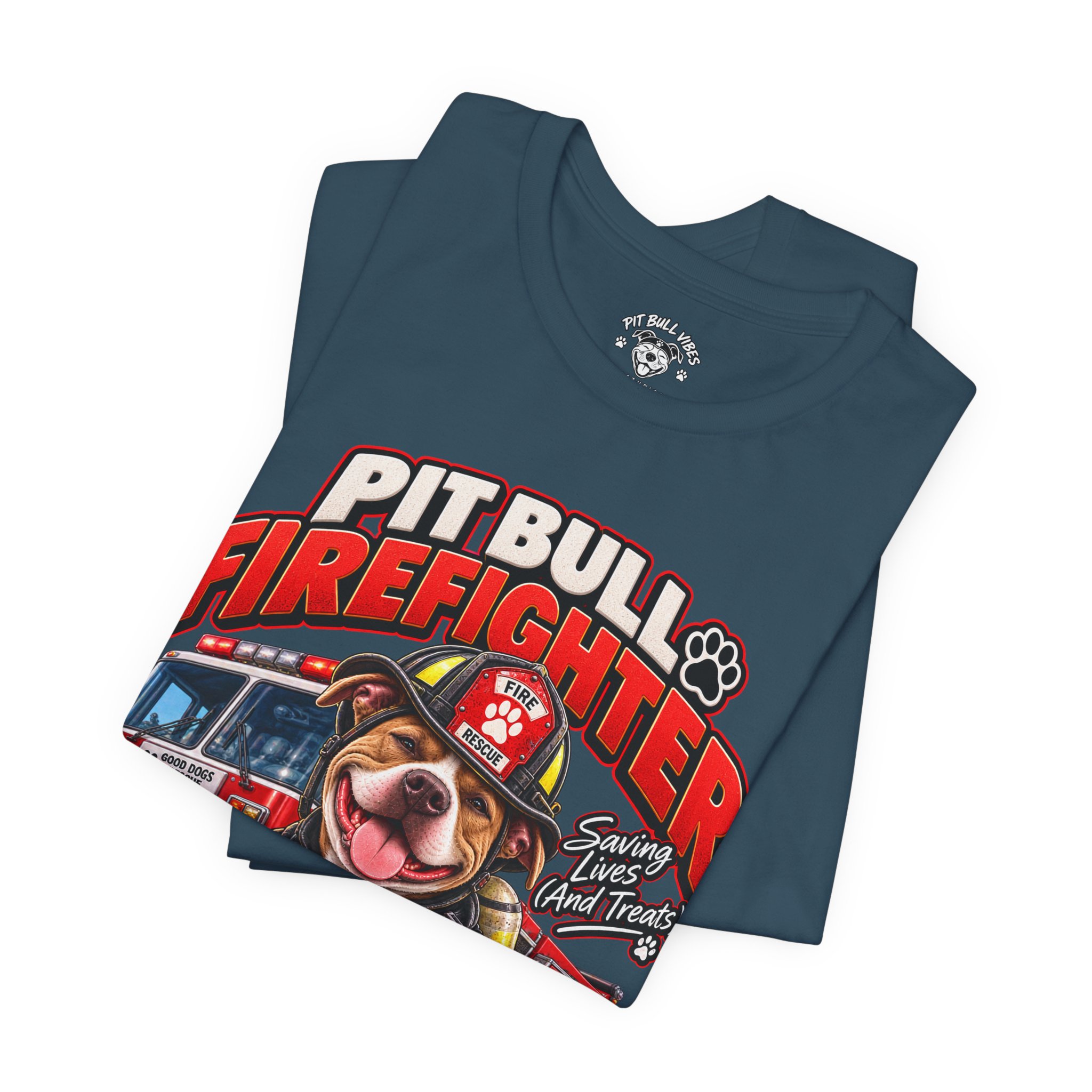 Pitbull Firefighter T-Shirt – Cute Firehouse Dog Tee for Firefighters & Dog Lovers - Image 23