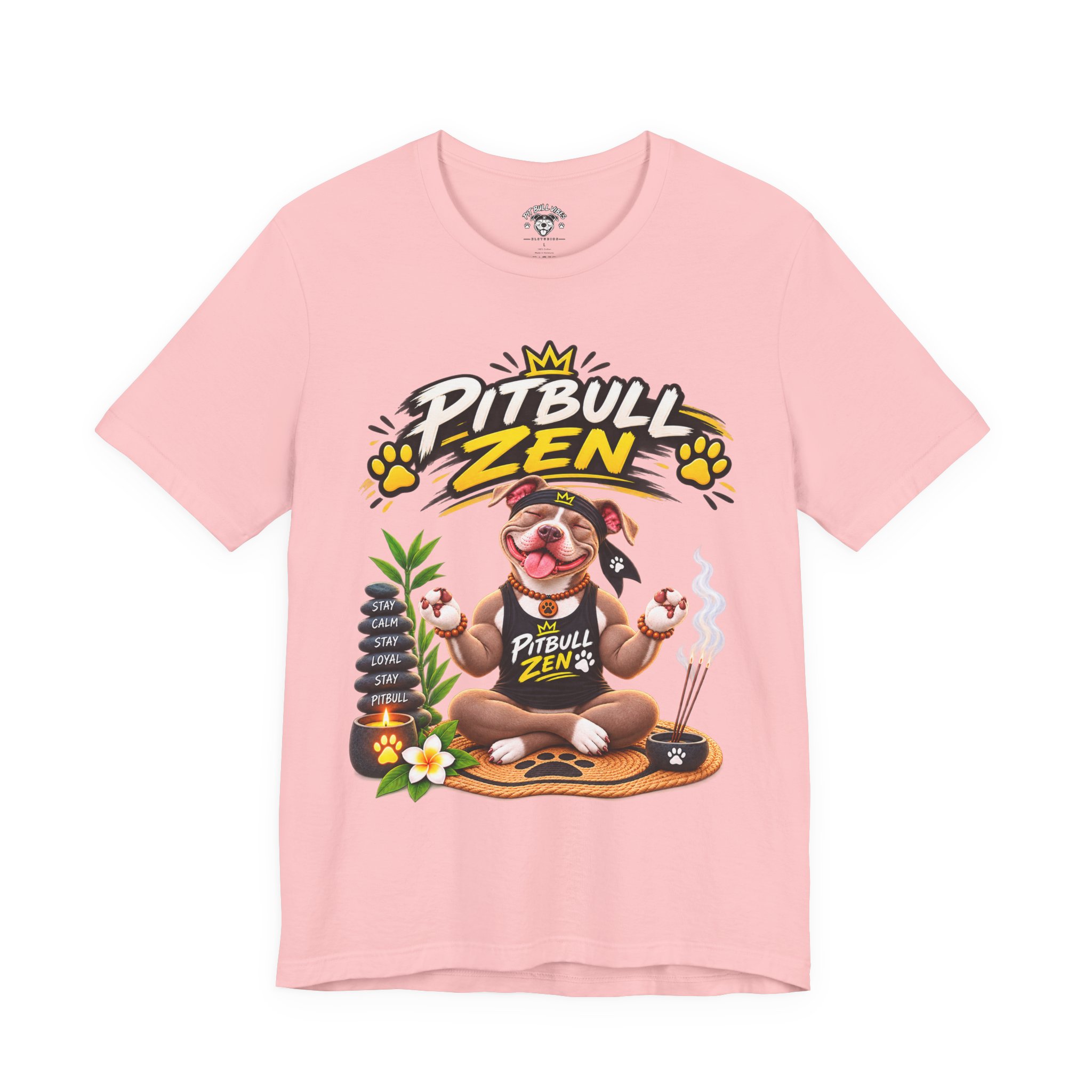 Pitbull Zen T-Shirt - Cute Meditating Pitbull Graphic Tee - Image 29