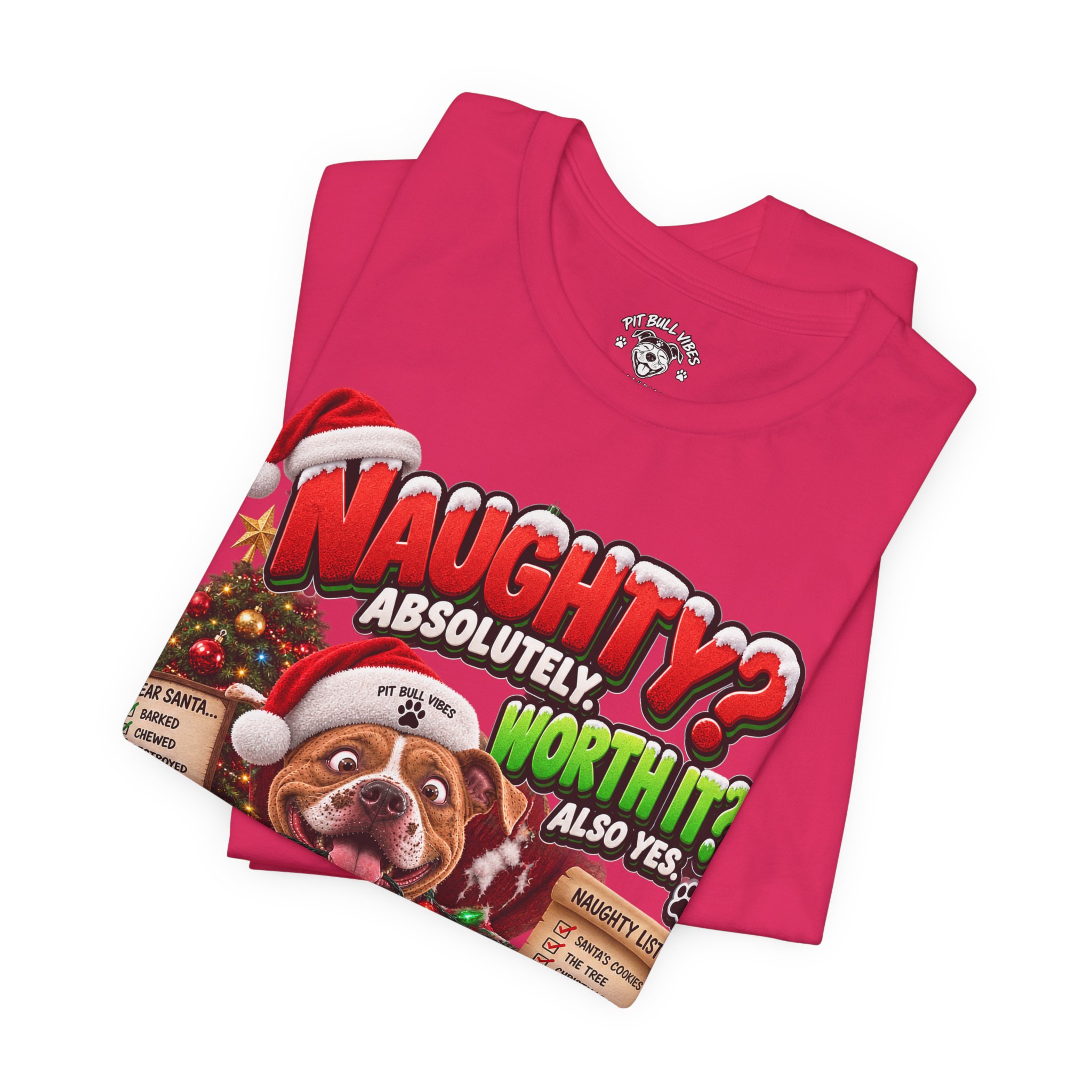 Naughty? Absolutely! Worth It? Christmas Dog Graphic Tee - Image 27