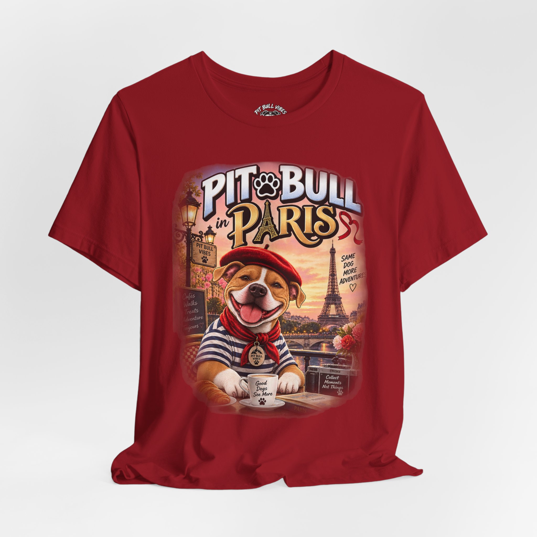 Pit Bull in Paris T-Shirt — Cute French PitBull Travel Graphic Tee - Image 40