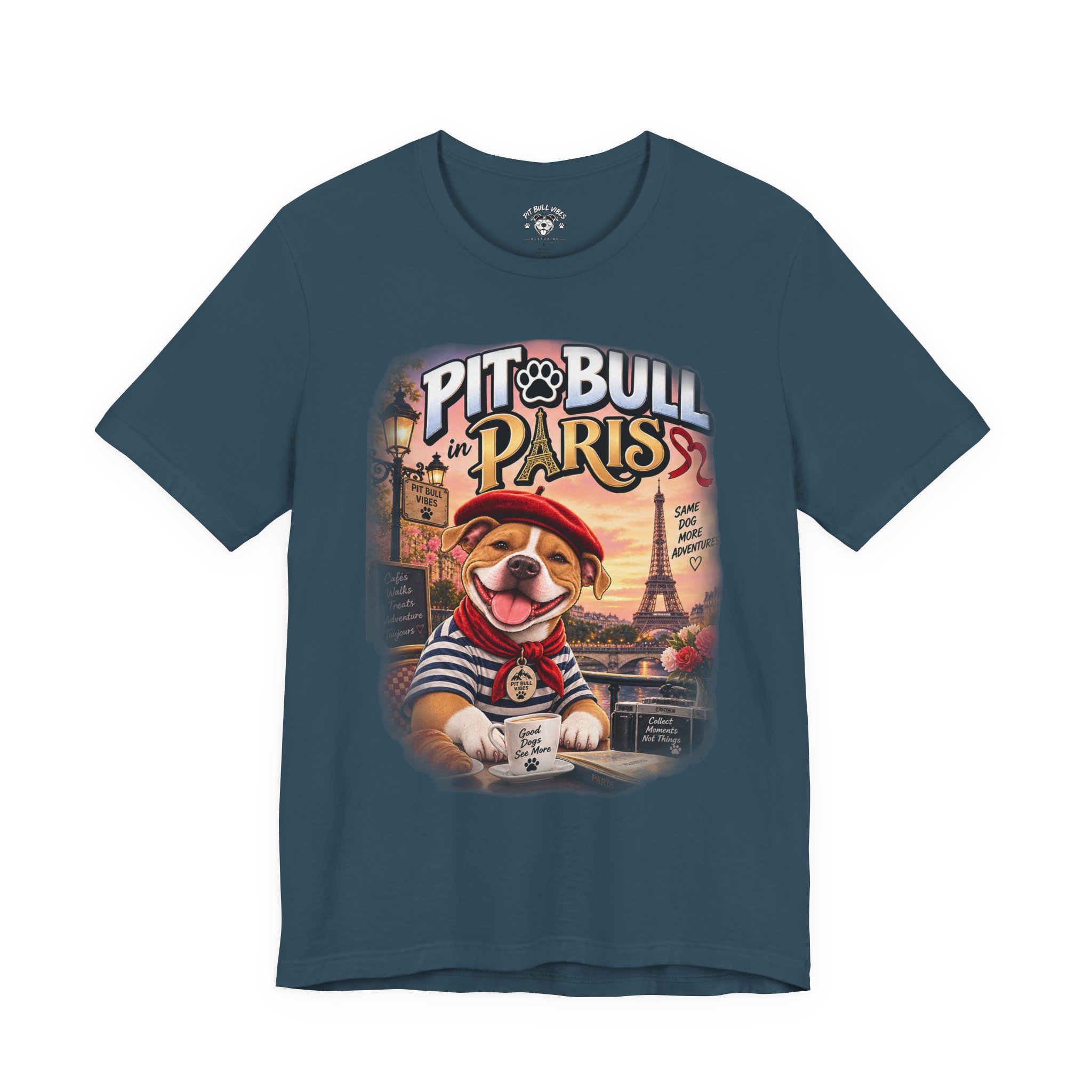 Pit Bull in Paris T-Shirt — Cute French PitBull Travel Graphic Tee - Image 21
