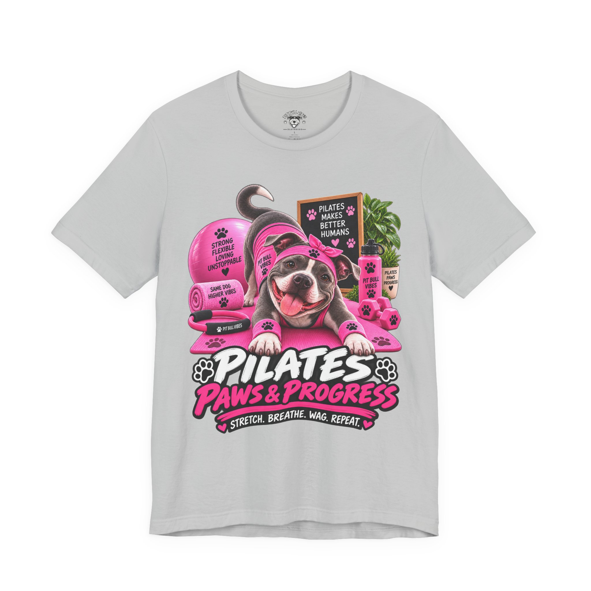 Pilates Paws & Progress T-Shirt — Cute Dog Yoga Pilates Tee (Stretch, Breathe, Wag, Repeat) - Image 9