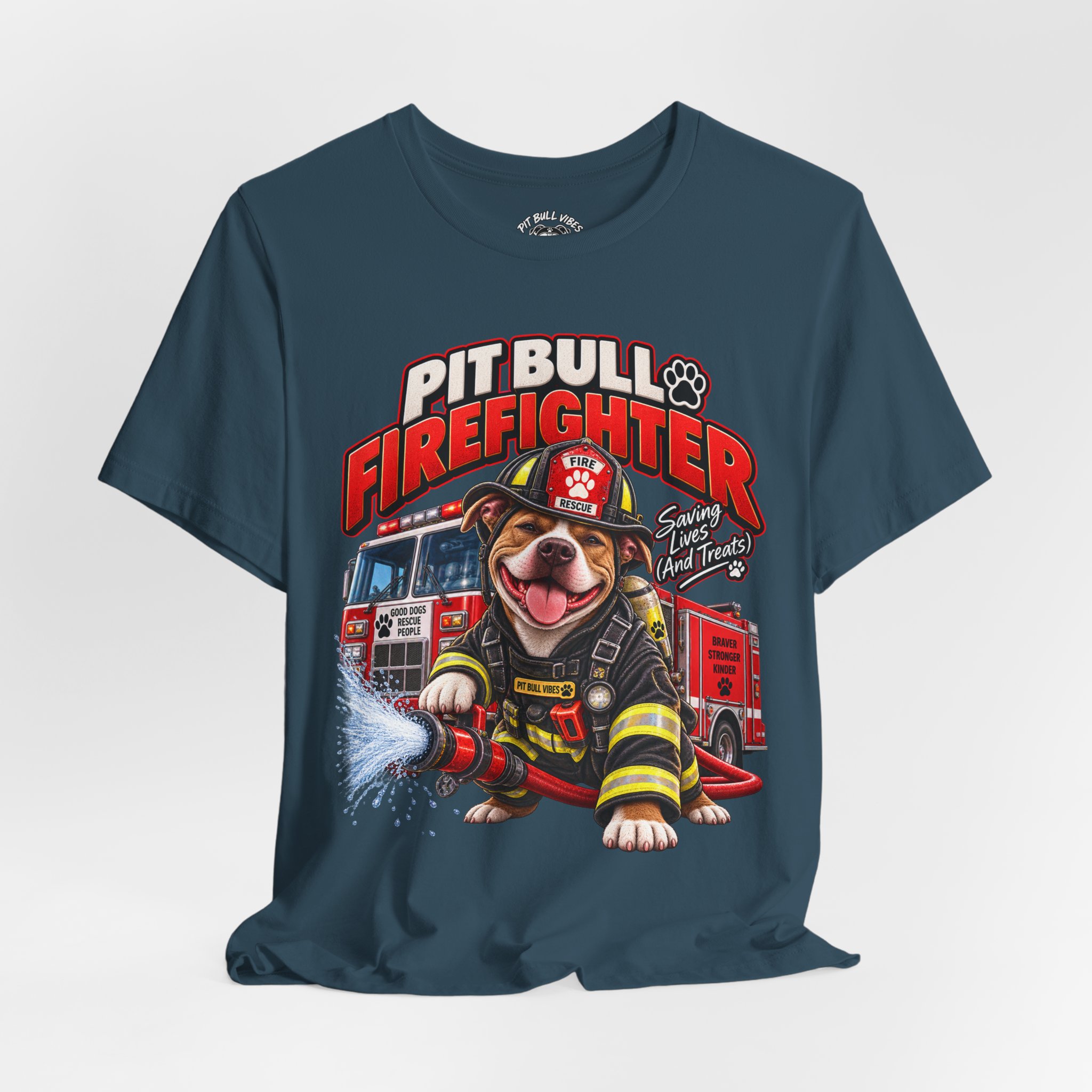 Pitbull Firefighter T-Shirt – Cute Firehouse Dog Tee for Firefighters & Dog Lovers - Image 24
