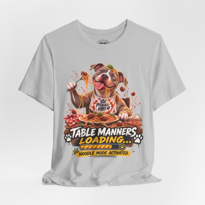 Dog Pasta Tee — “Table Manners Loading… Noodle Mode Activated” Graphic Shirt