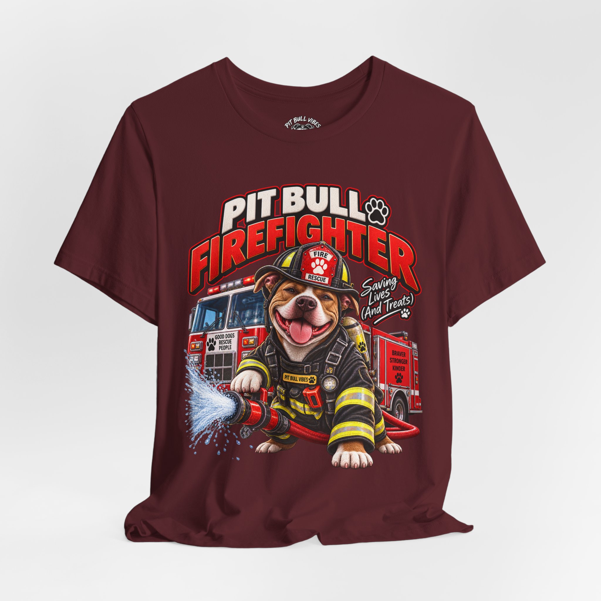 Pitbull Firefighter T-Shirt – Cute Firehouse Dog Tee for Firefighters & Dog Lovers - Image 32