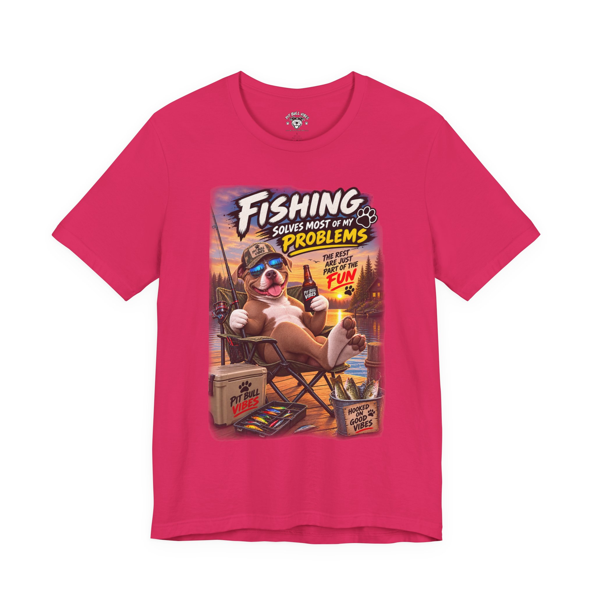 Fishing Solves Most of My Problems T-Shirt — Funny Fishing Graphic Tee - Image 6