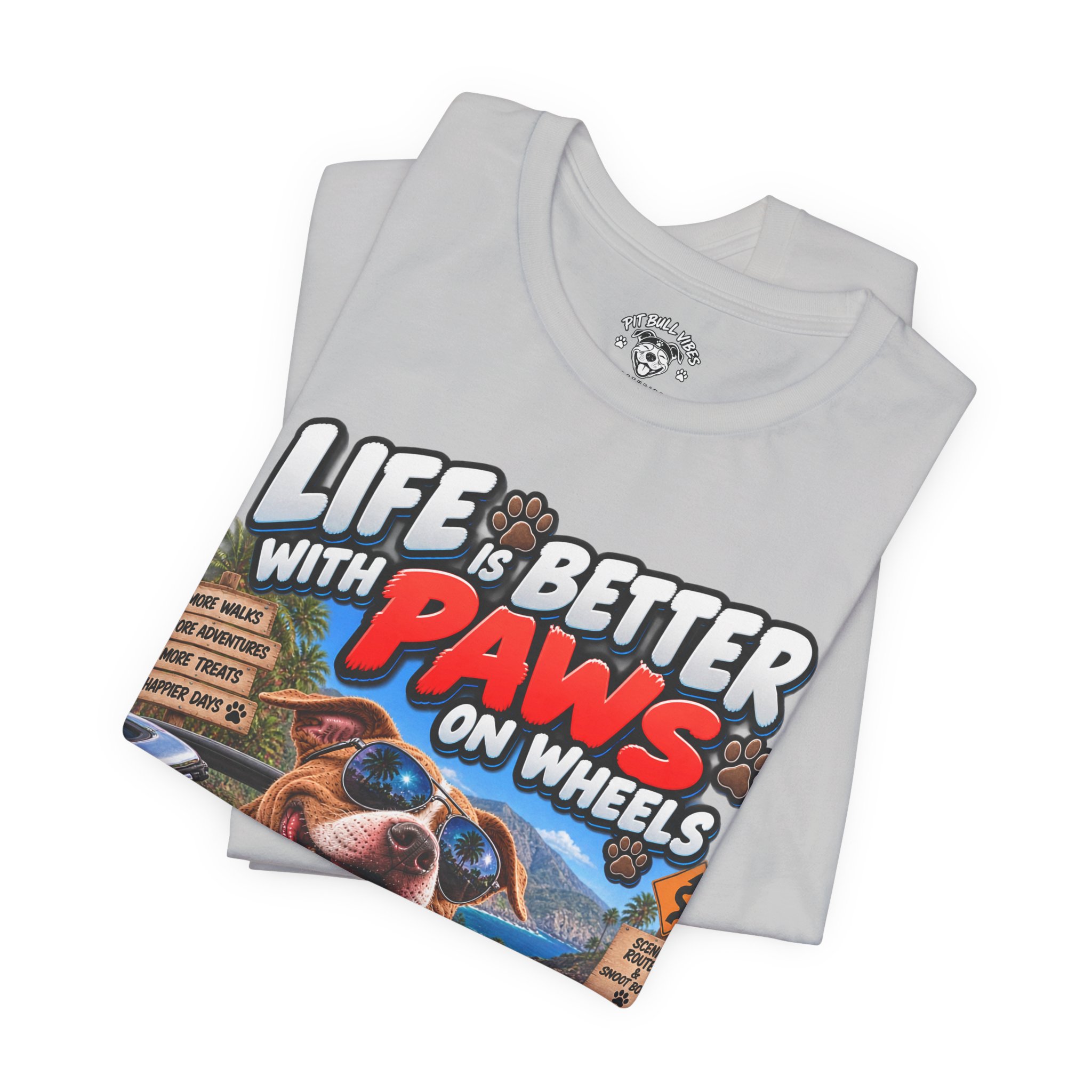 T-Shirt — "Life Is Better With Paws on Wheels" Dog Driving Graphic Tee - Image 11