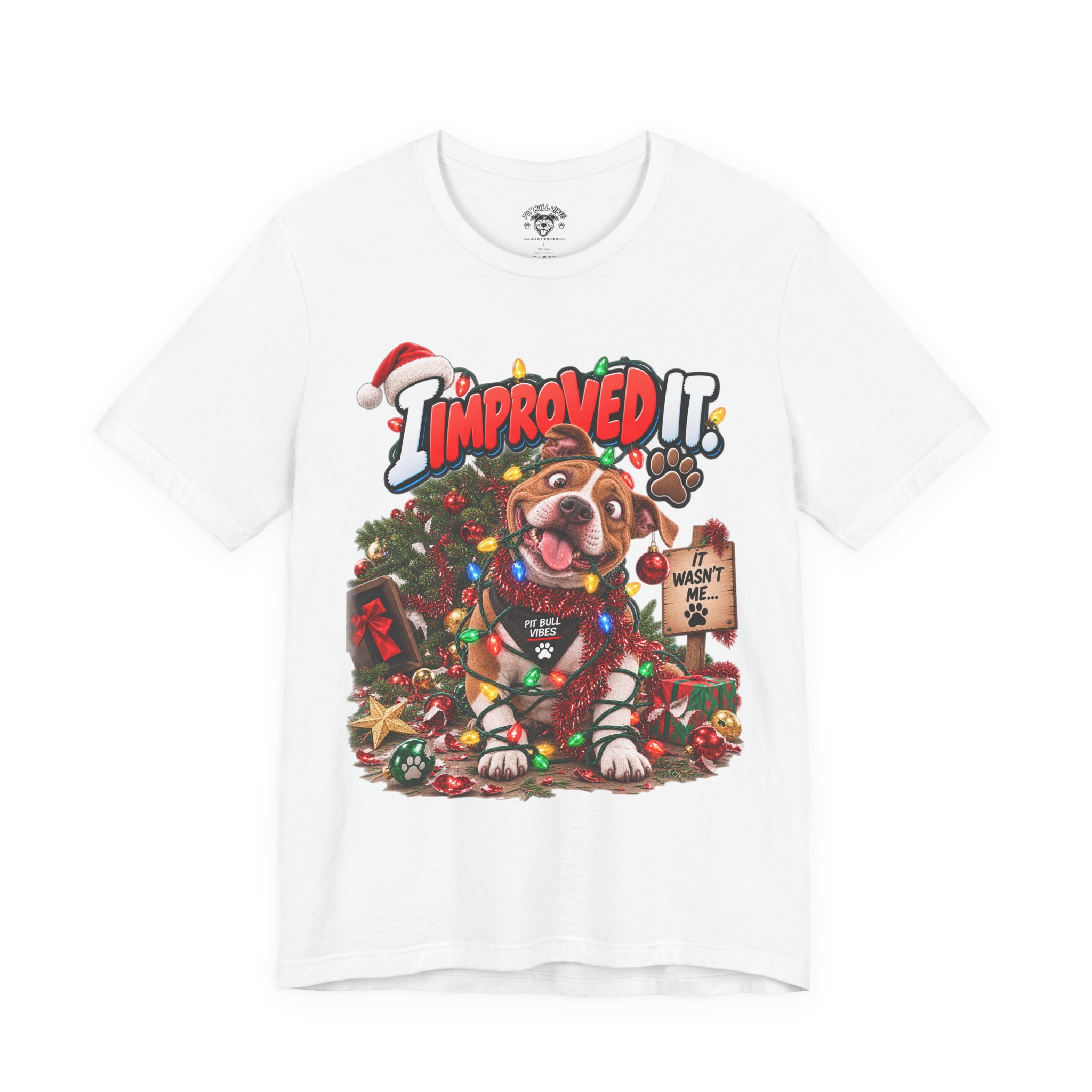 Christmas Dog T‑Shirt – "I Improved It" Funny Holiday Pet Tee - Image 5