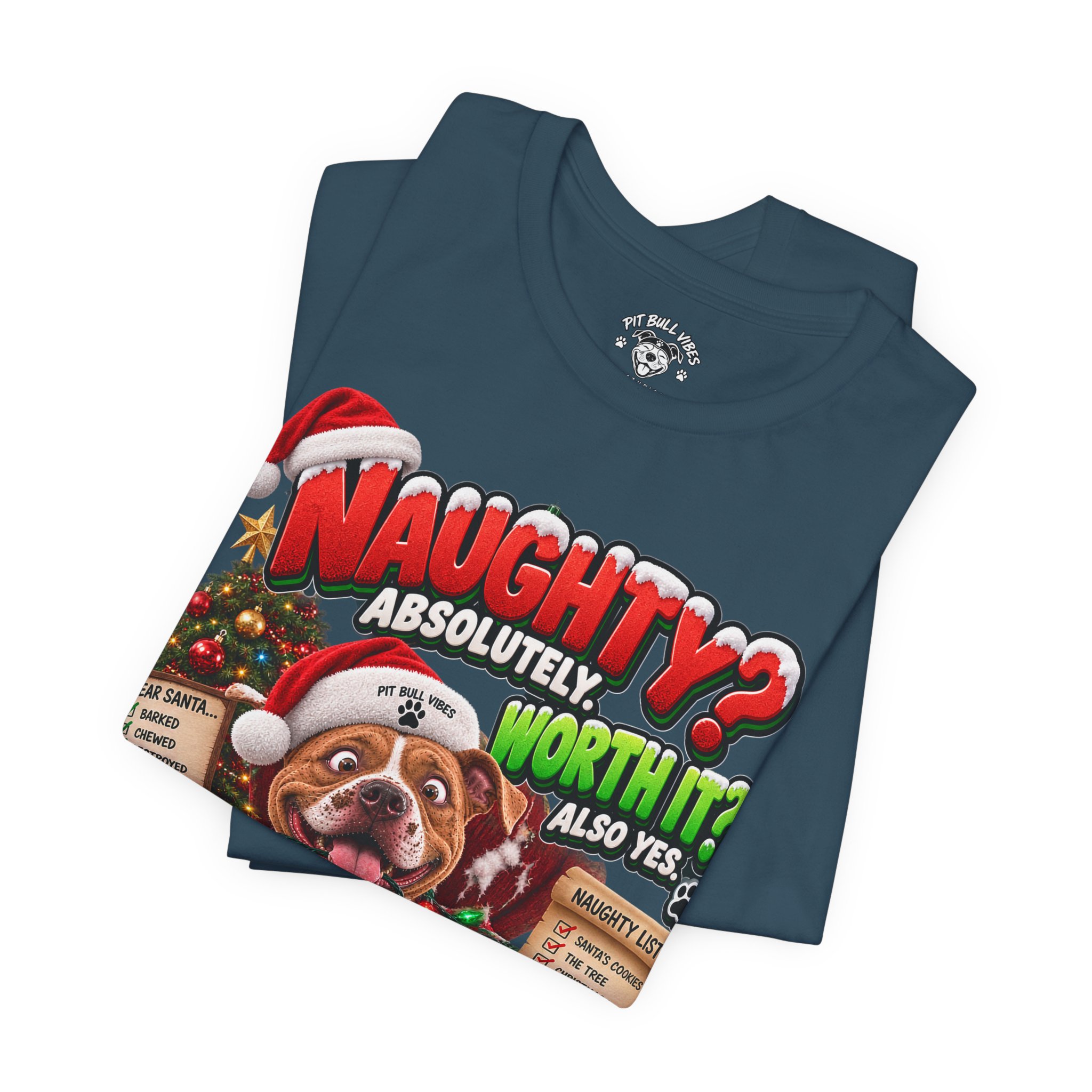 Naughty? Absolutely! Worth It? Christmas Dog Graphic Tee - Image 4