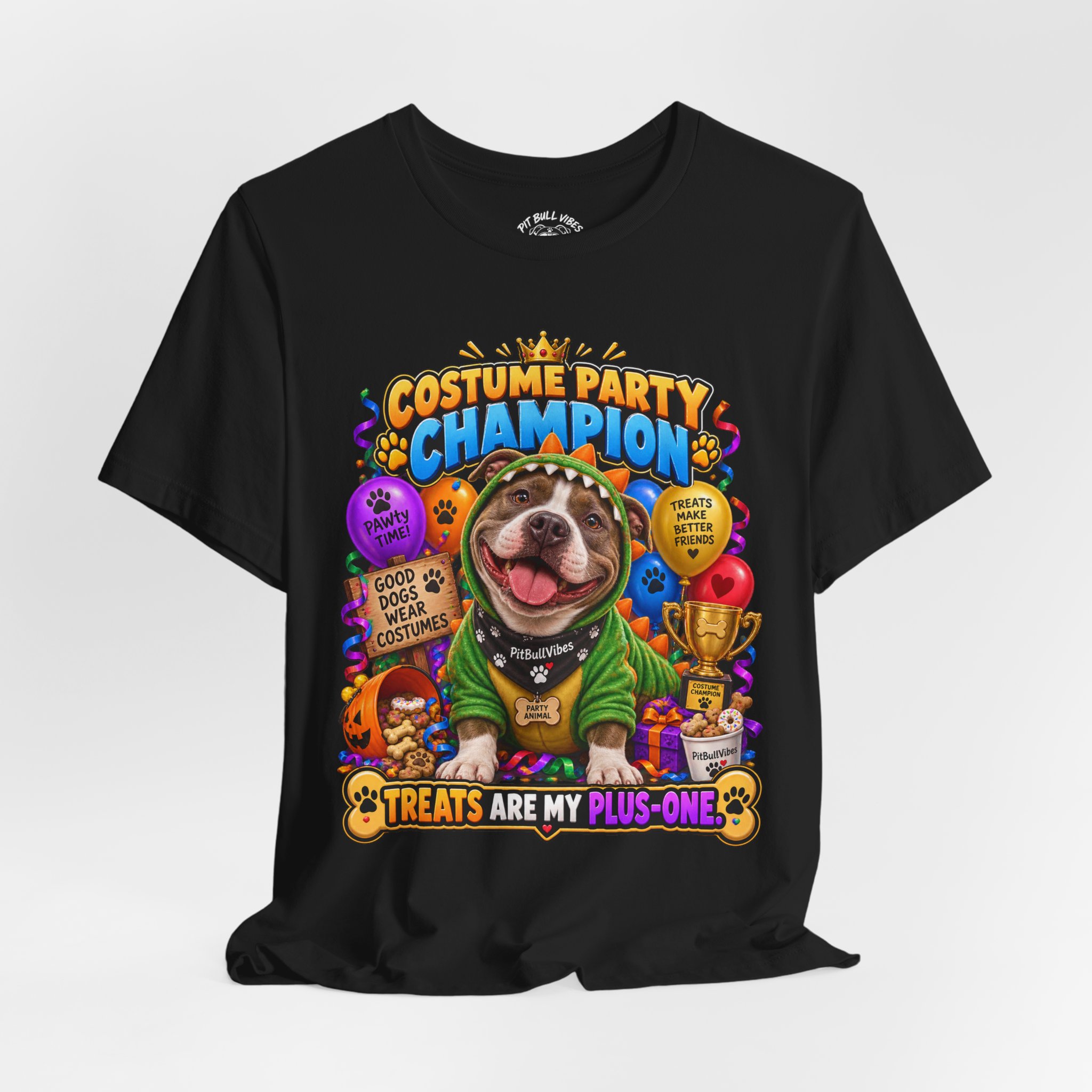 Costume Party Champion Dog T-Shirt — "Treats Are My Plus-One" - Image 16