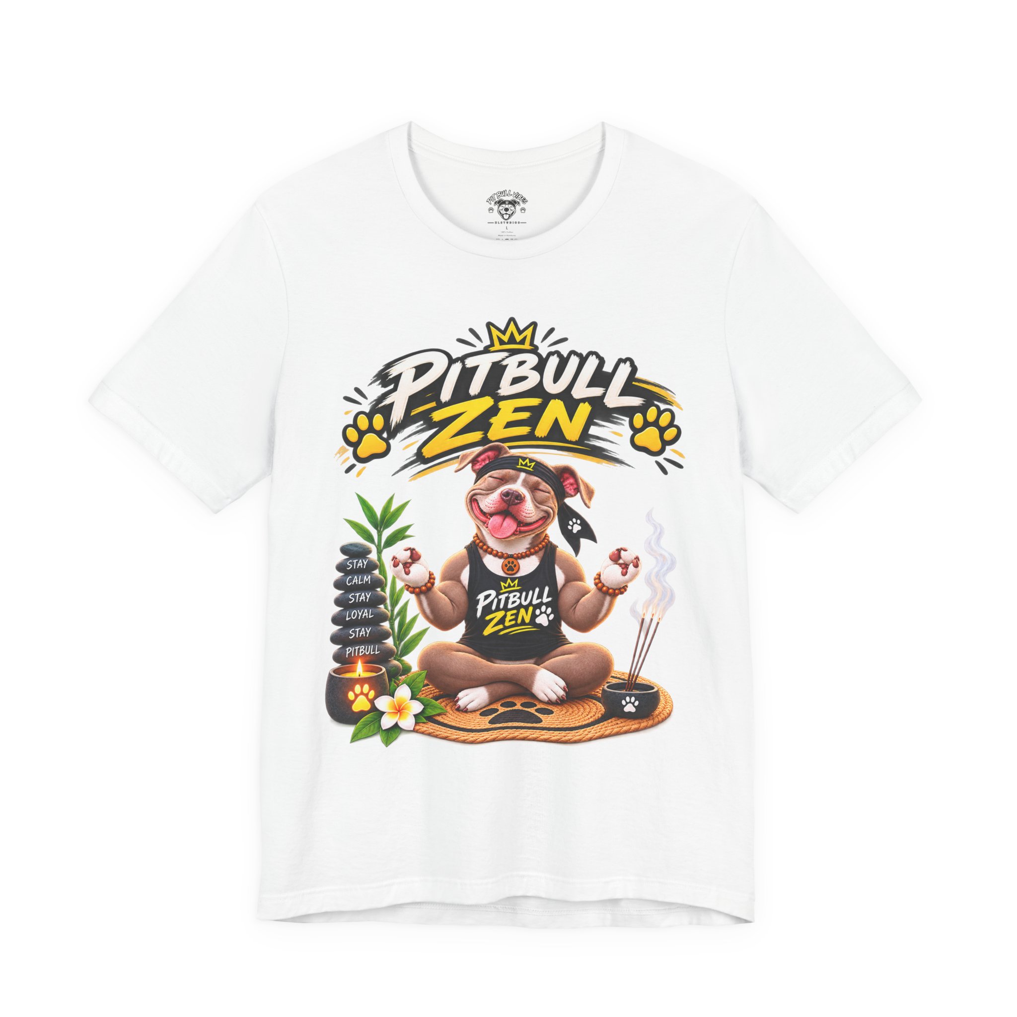 Pitbull Zen T-Shirt - Cute Meditating Pitbull Graphic Tee
