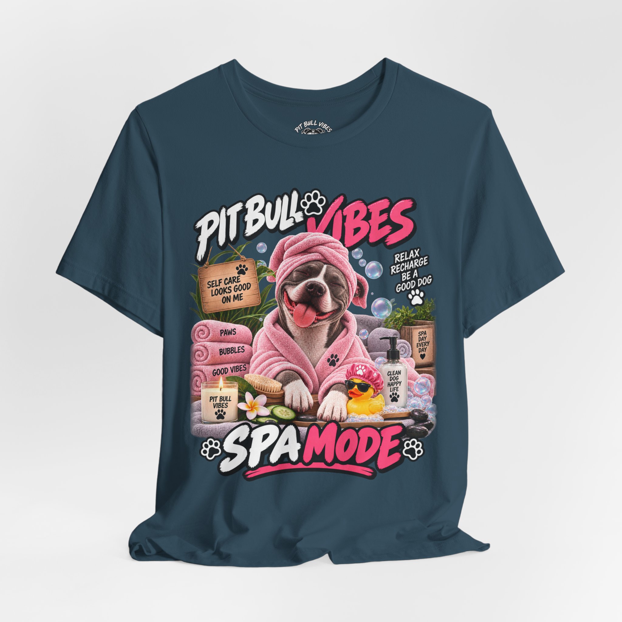 Pit Bull Spa Mode T-Shirt – Cute Spa Vibes Graphic Tee for Dog Lovers - Image 28