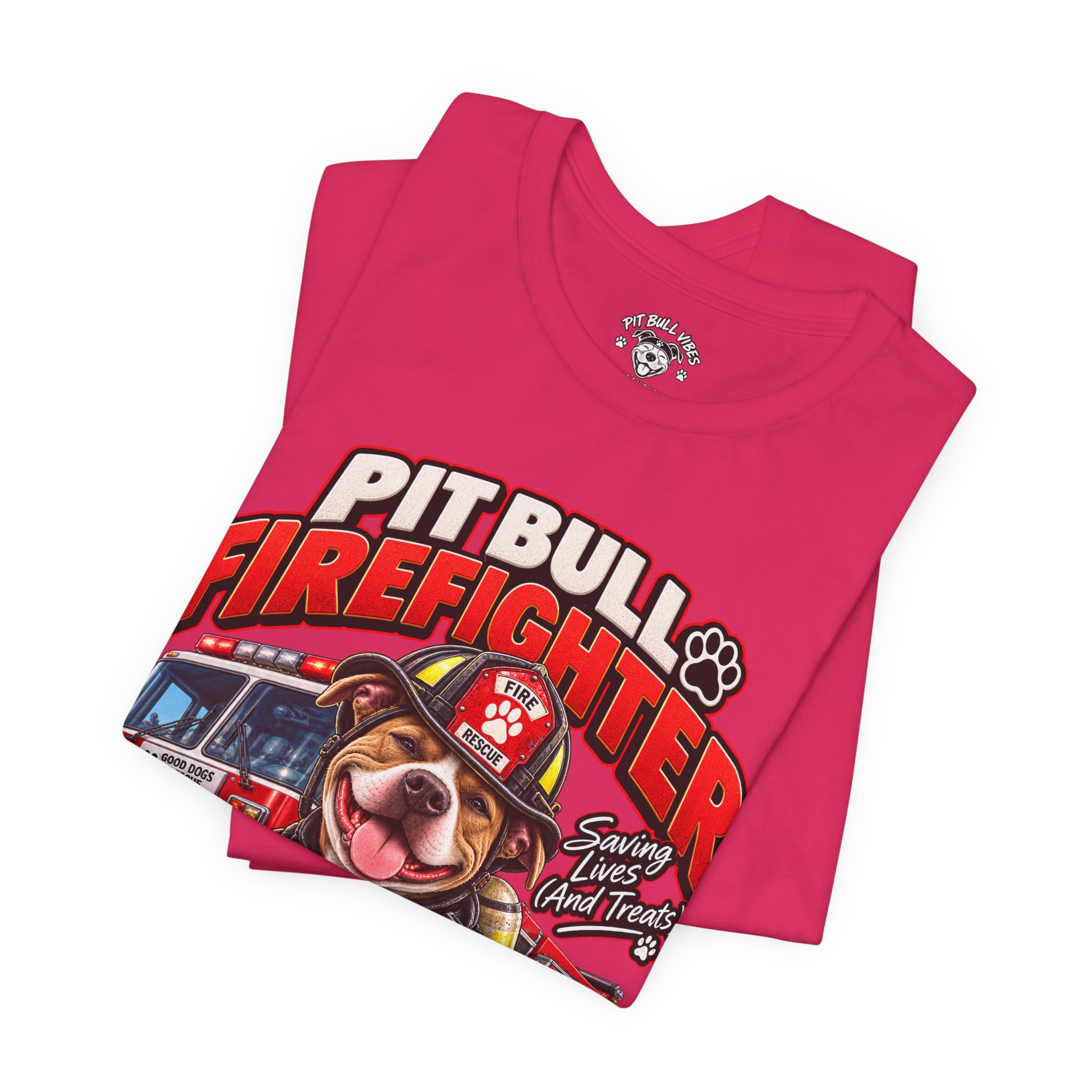 Pitbull Firefighter T-Shirt – Cute Firehouse Dog Tee for Firefighters & Dog Lovers - Image 27