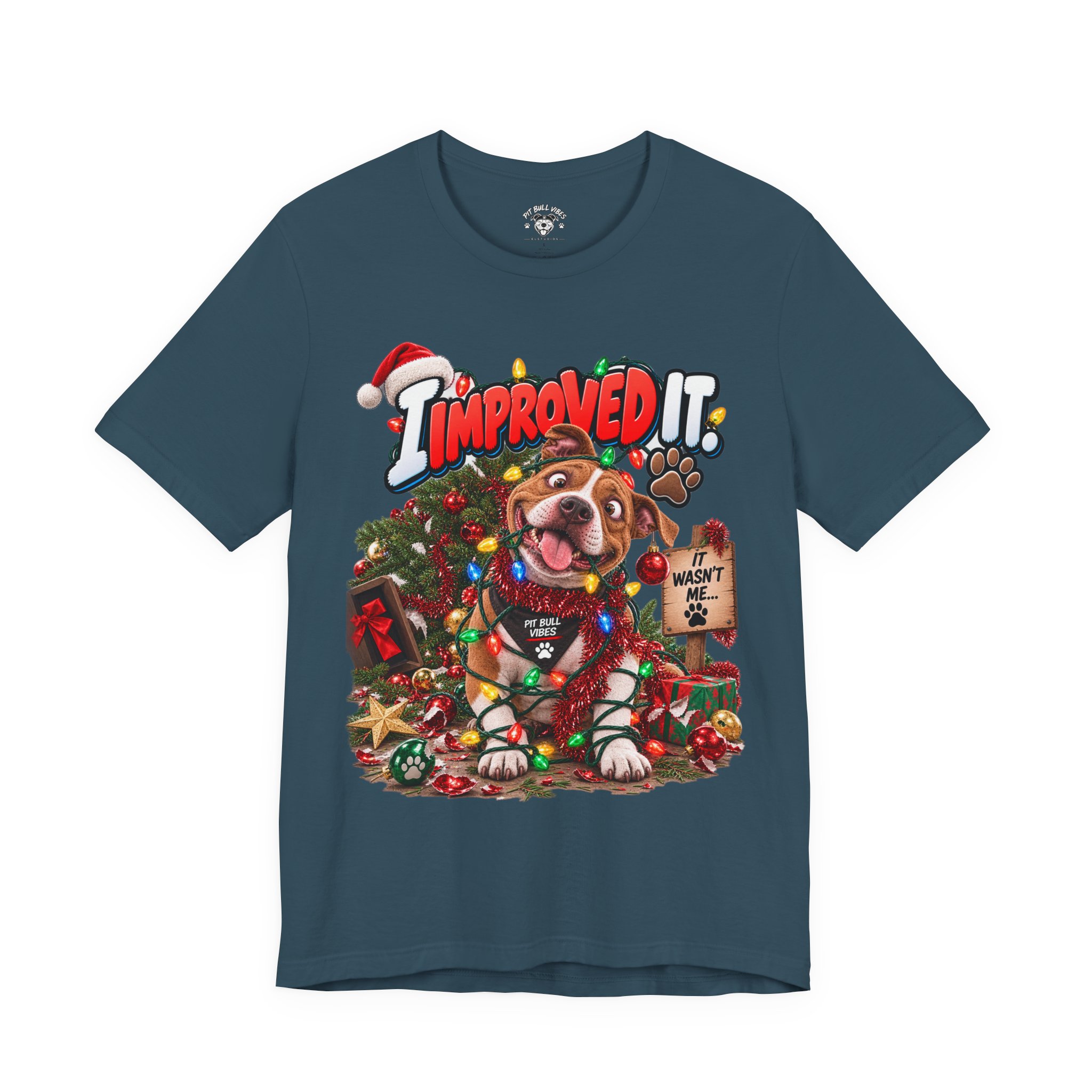 Christmas Dog T‑Shirt – "I Improved It" Funny Holiday Pet Tee - Image 25