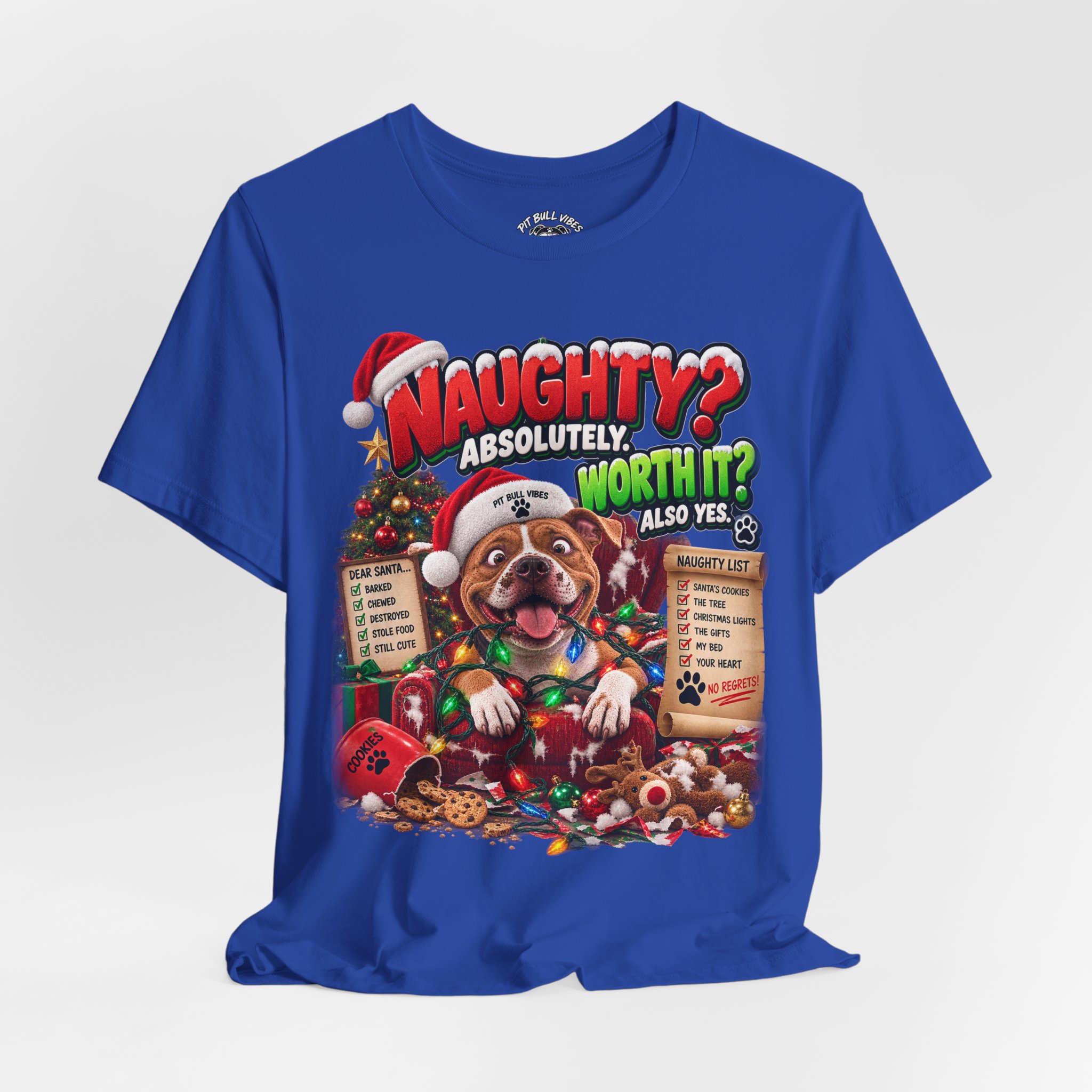 Naughty? Absolutely! Worth It? Christmas Dog Graphic Tee - Image 24