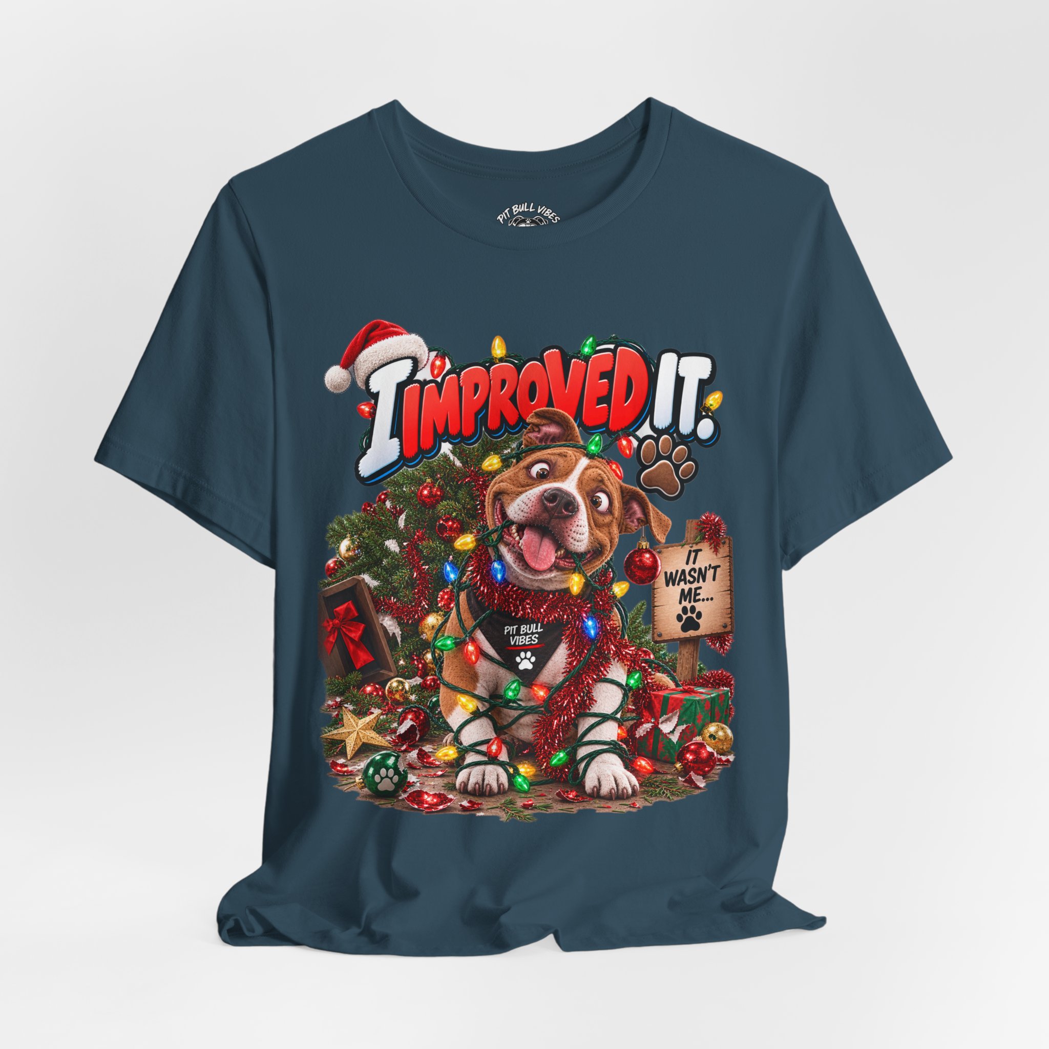 Christmas Dog T‑Shirt – "I Improved It" Funny Holiday Pet Tee - Image 28