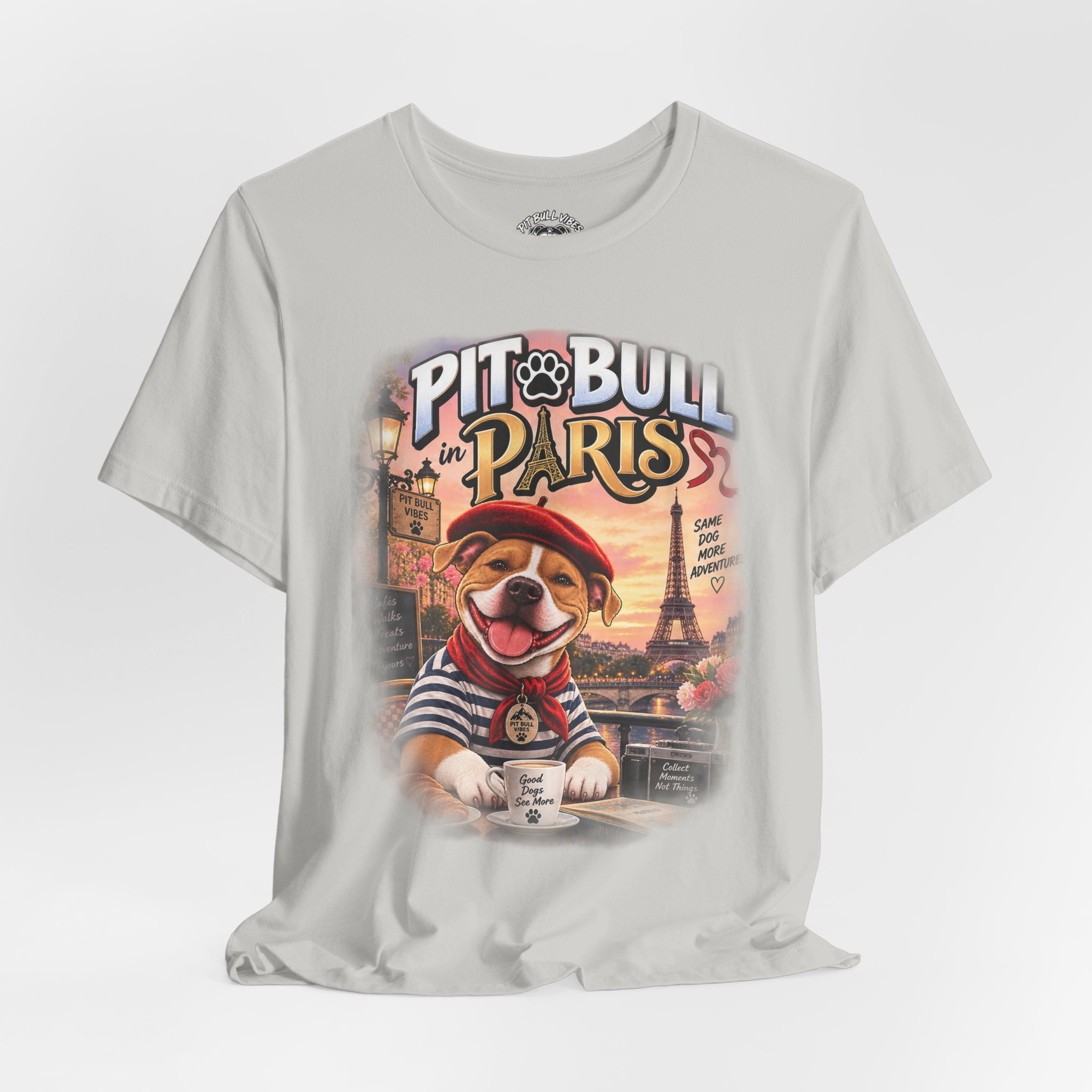 Pit Bull in Paris T-Shirt — Cute French PitBull Travel Graphic Tee - Image 16