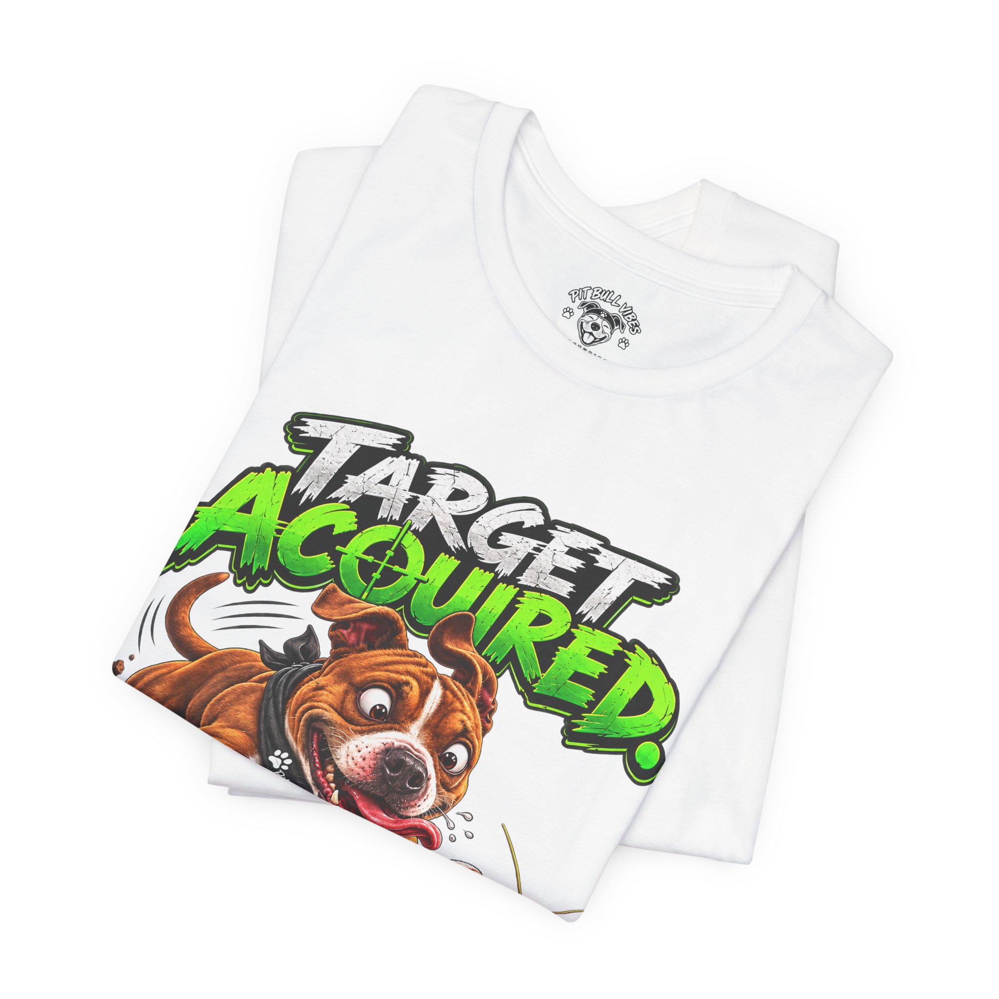 Target Acquired T-Shirt — Playful PitBull Dog 'Bug Patrol: Full Send' Graphic Tee - Image 7