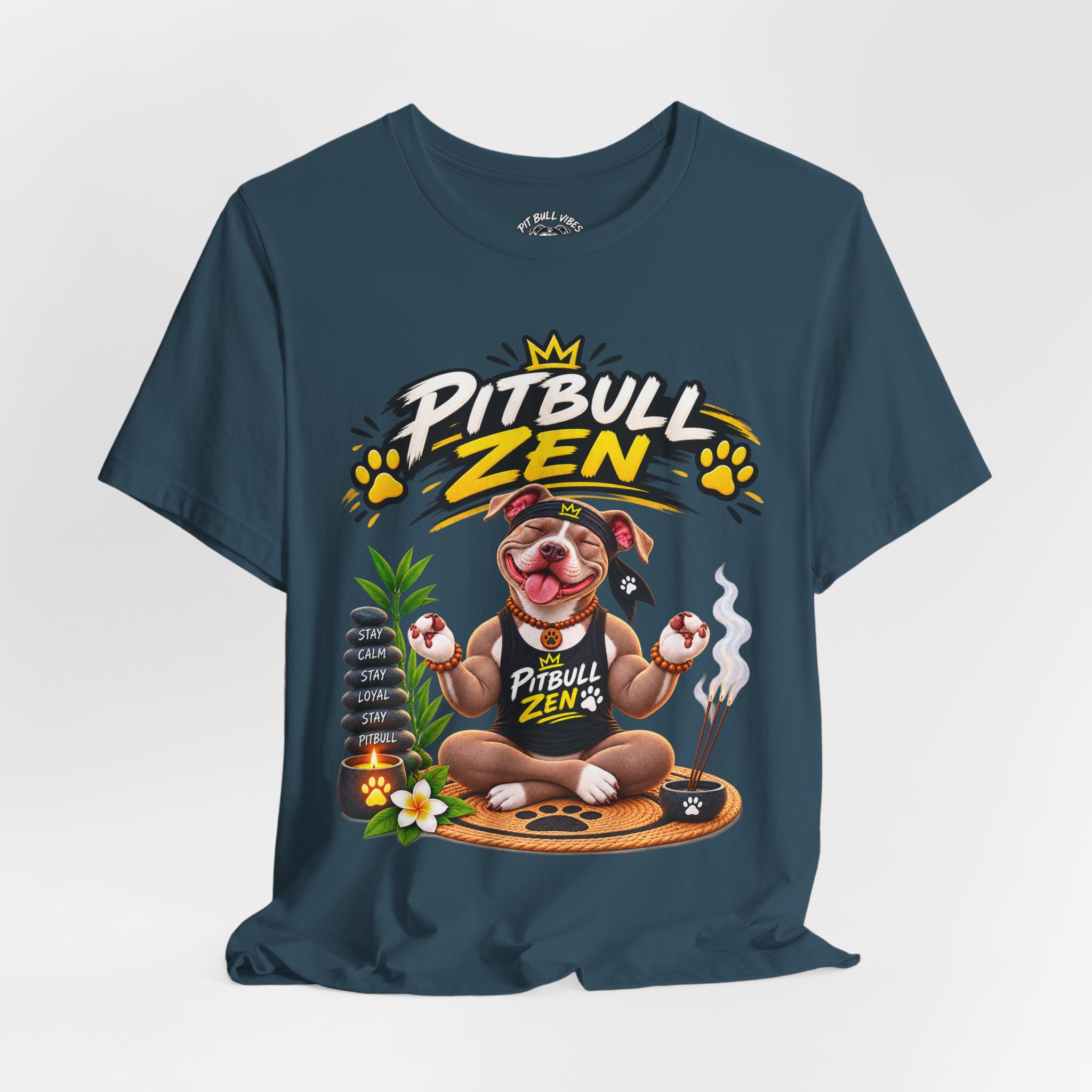 Pitbull Zen T-Shirt - Cute Meditating Pitbull Graphic Tee - Image 24